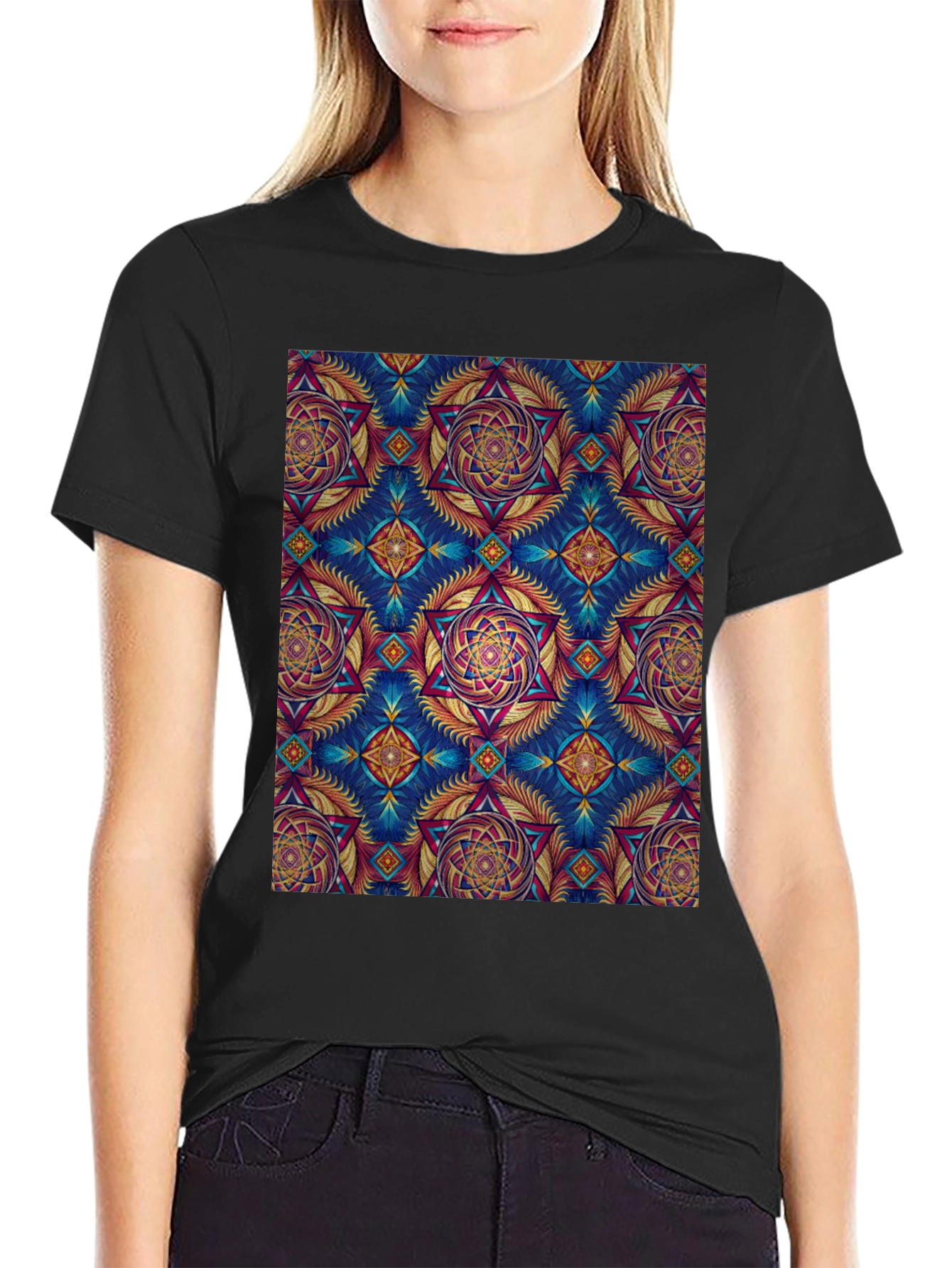Kaleidoscope Pattern Graphic Tee - Unique Design