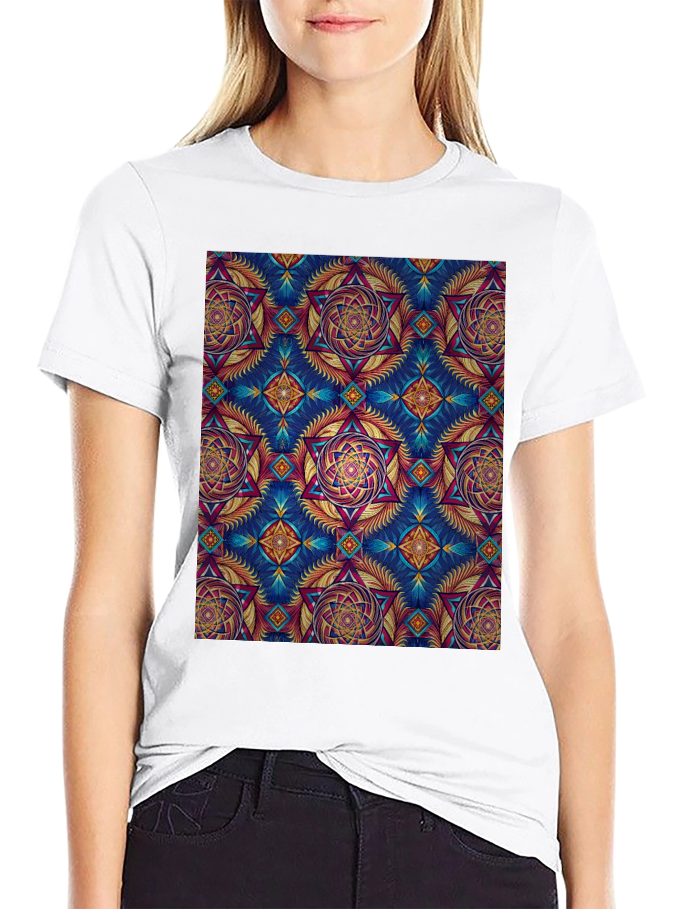 Kaleidoscope Pattern Graphic Tee - Unique Design