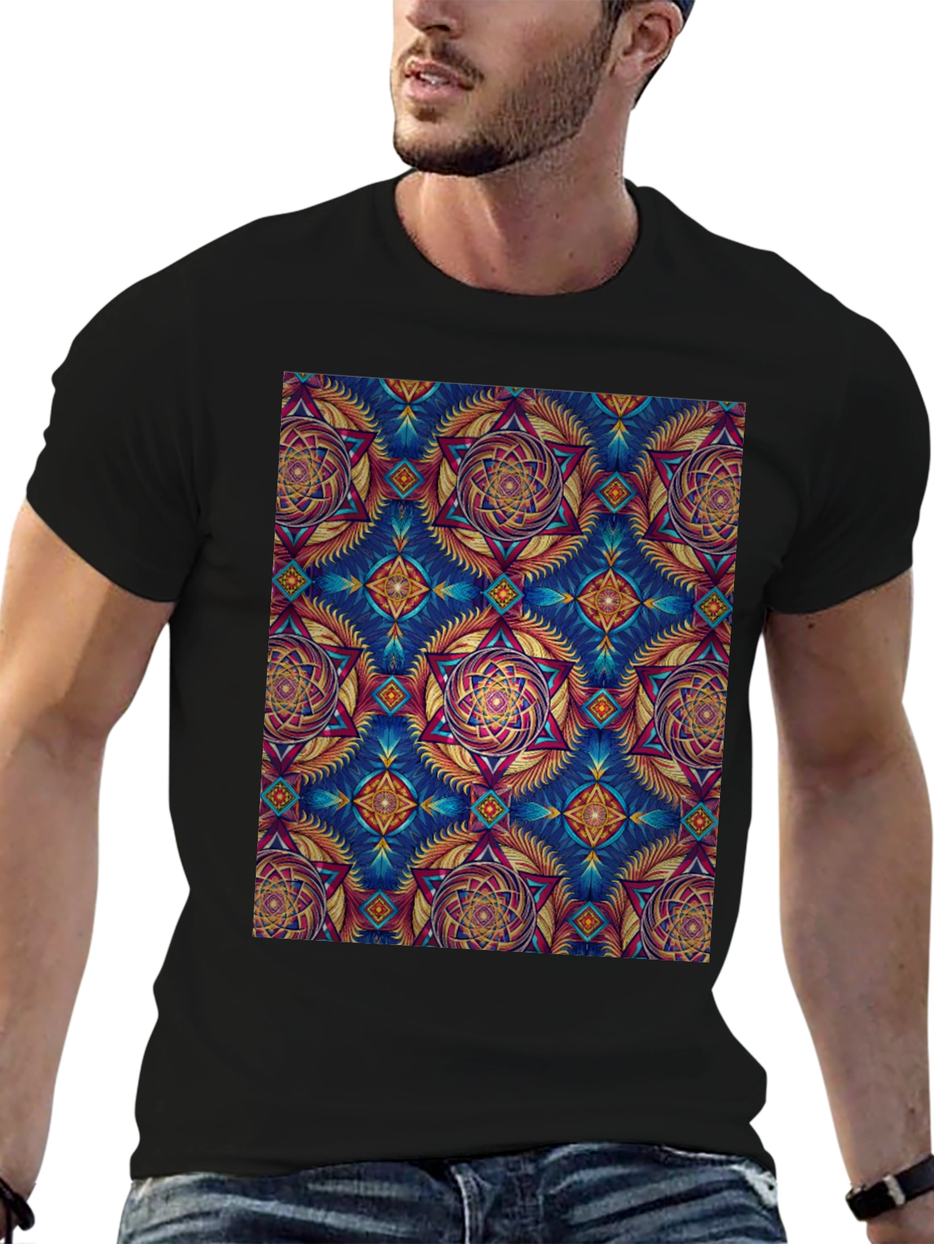 Kaleidoscope Pattern Graphic Tee - Unique Design