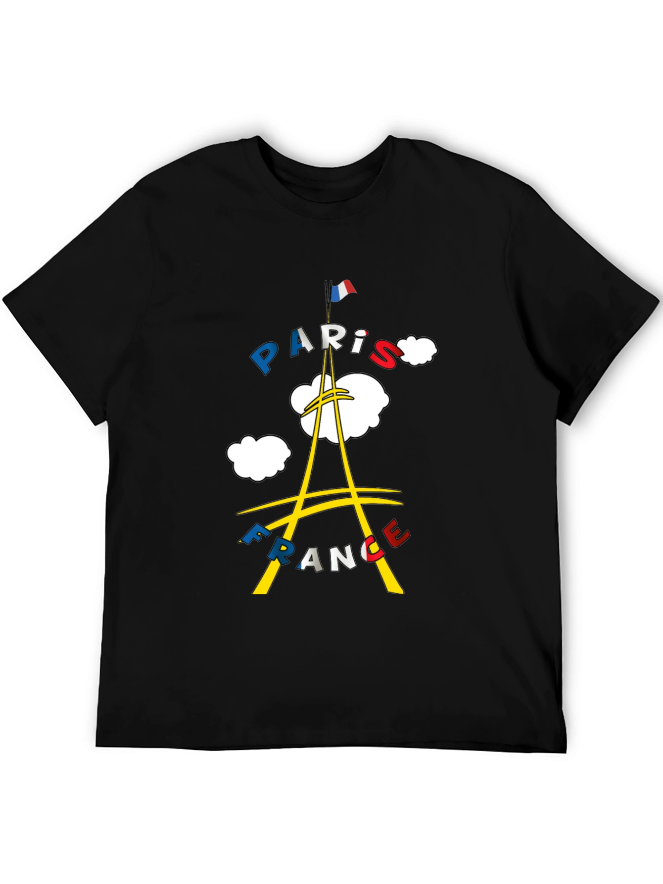 Paris France Graphic Tee - Black Cotton T-Shirt