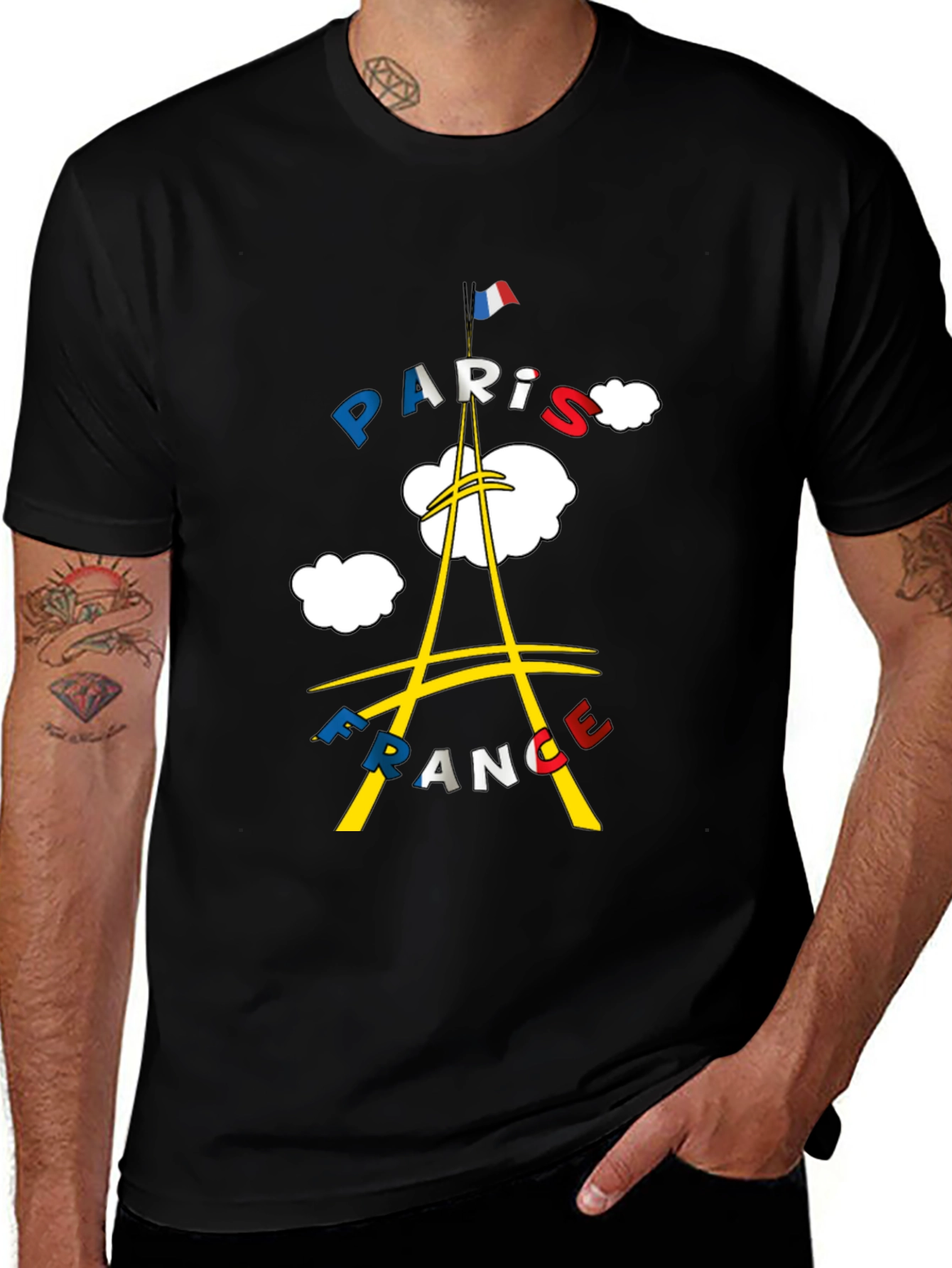 Paris France Graphic Tee - Black Cotton T-Shirt