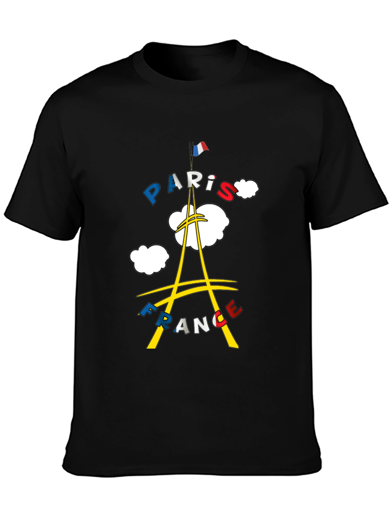 Paris France Graphic Tee - Black Cotton T-Shirt