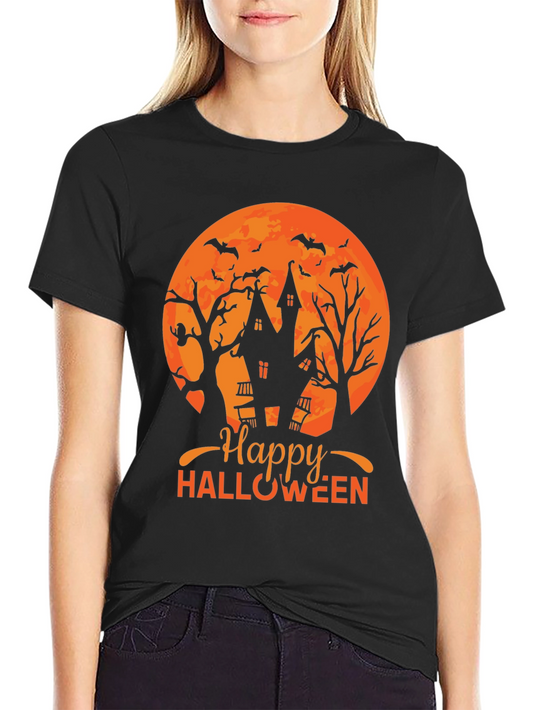 Happy Halloween T-Shirt - Spooky Haunted House Design