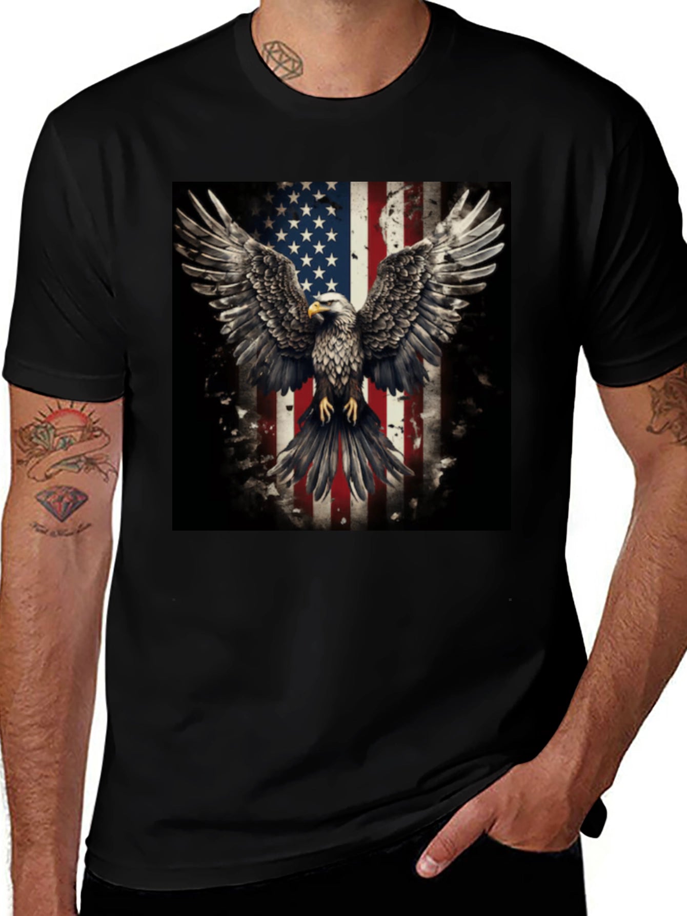 Patriotic Eagle American Flag Graphic T-Shirt