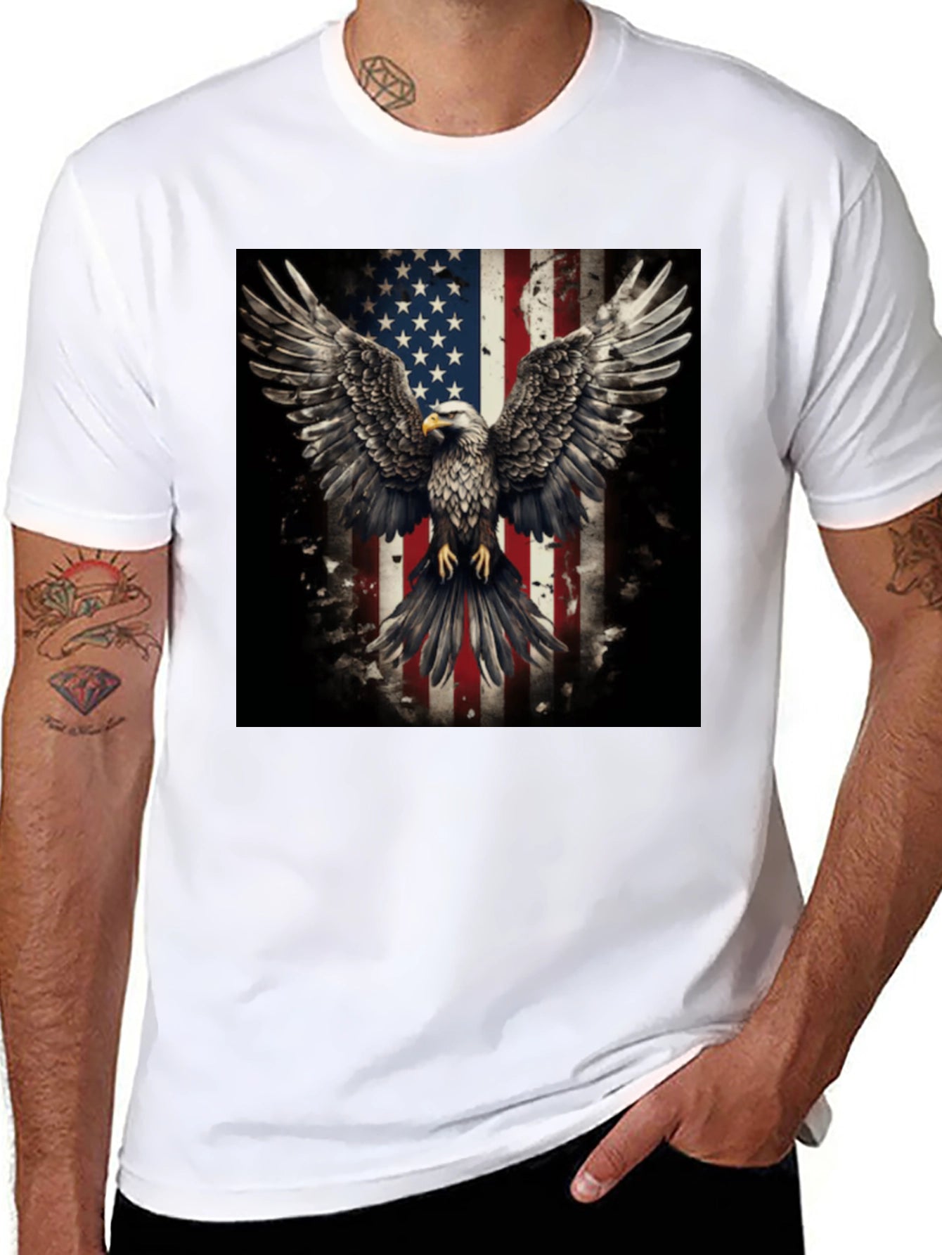 Patriotic Eagle American Flag Graphic T-Shirt