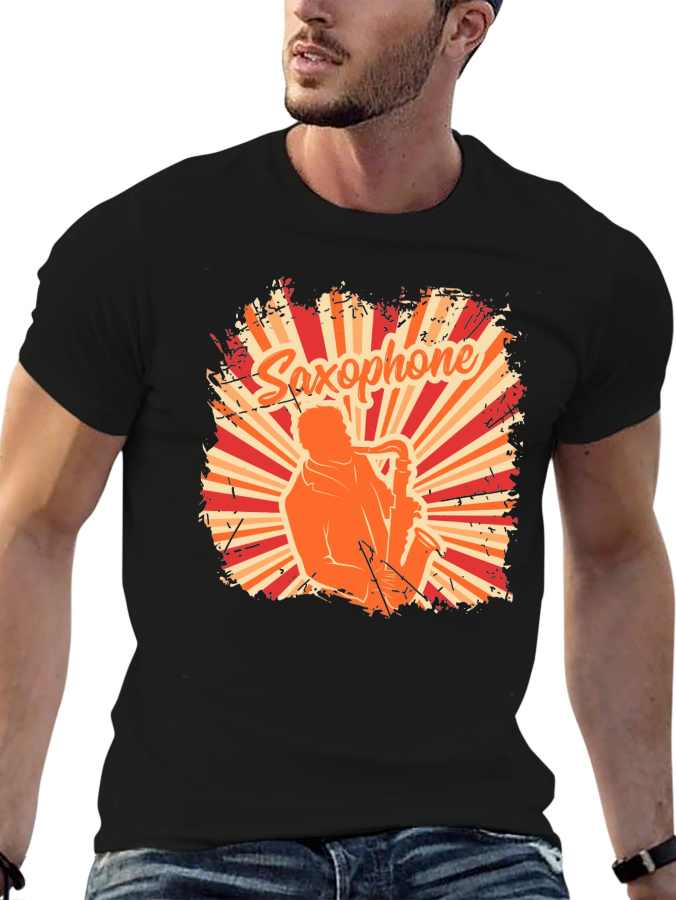 Saxophone Player Graphic T-Shirt - Retro Style