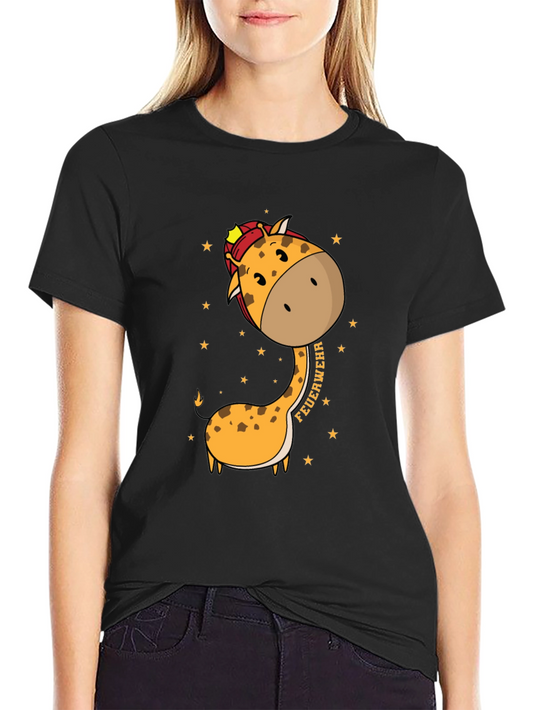 Firefighter Giraffe Graphic T-Shirt
