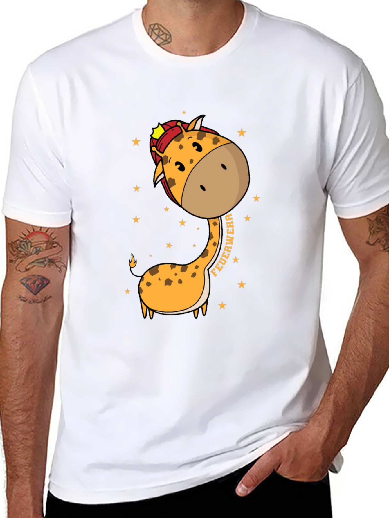 Firefighter Giraffe Graphic T-Shirt