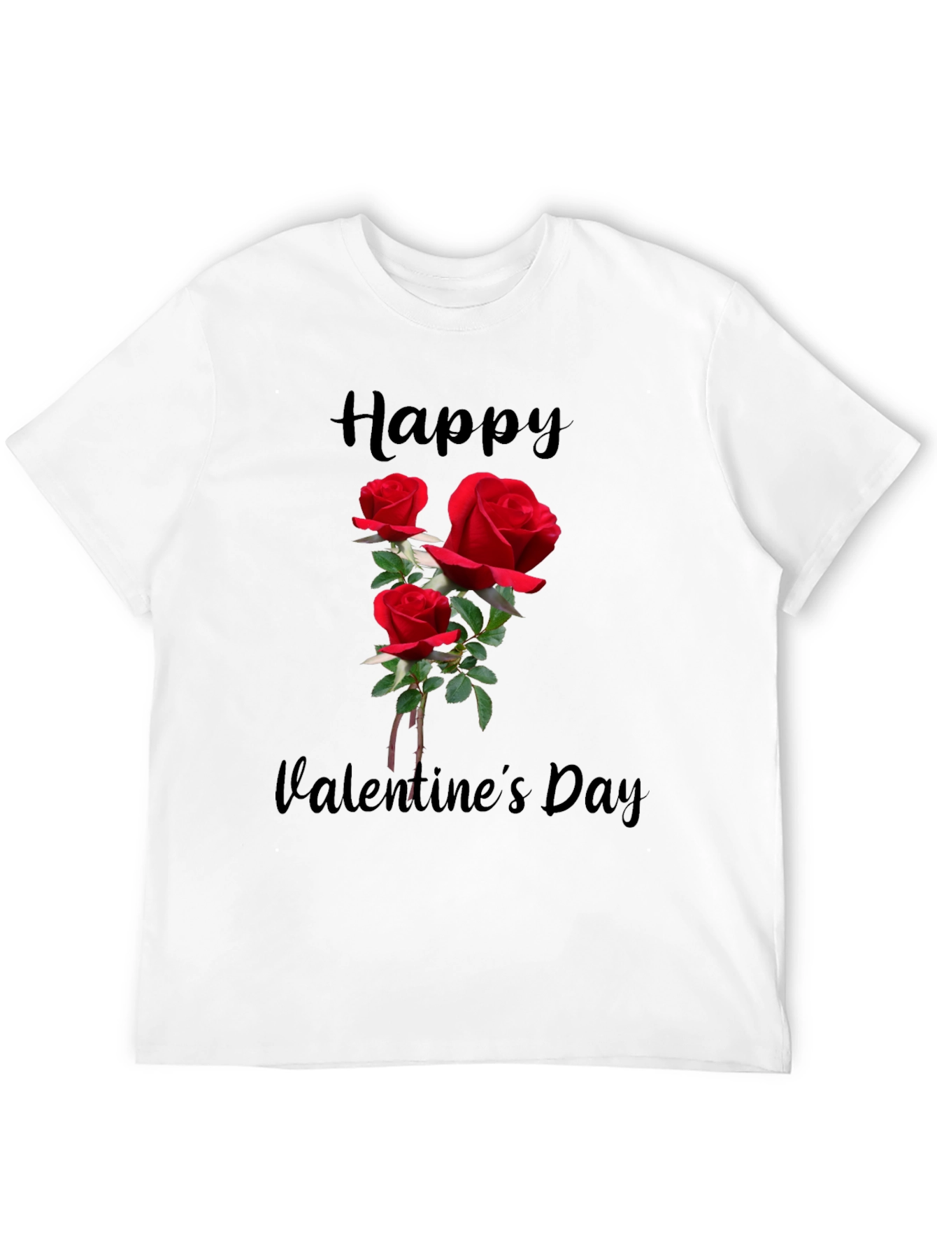 Valentines Day Roses Black Graphic T-Shirt