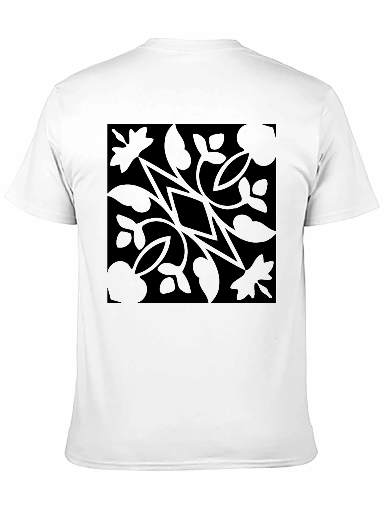Black Floral Diamond Pattern Graphic T-Shirt