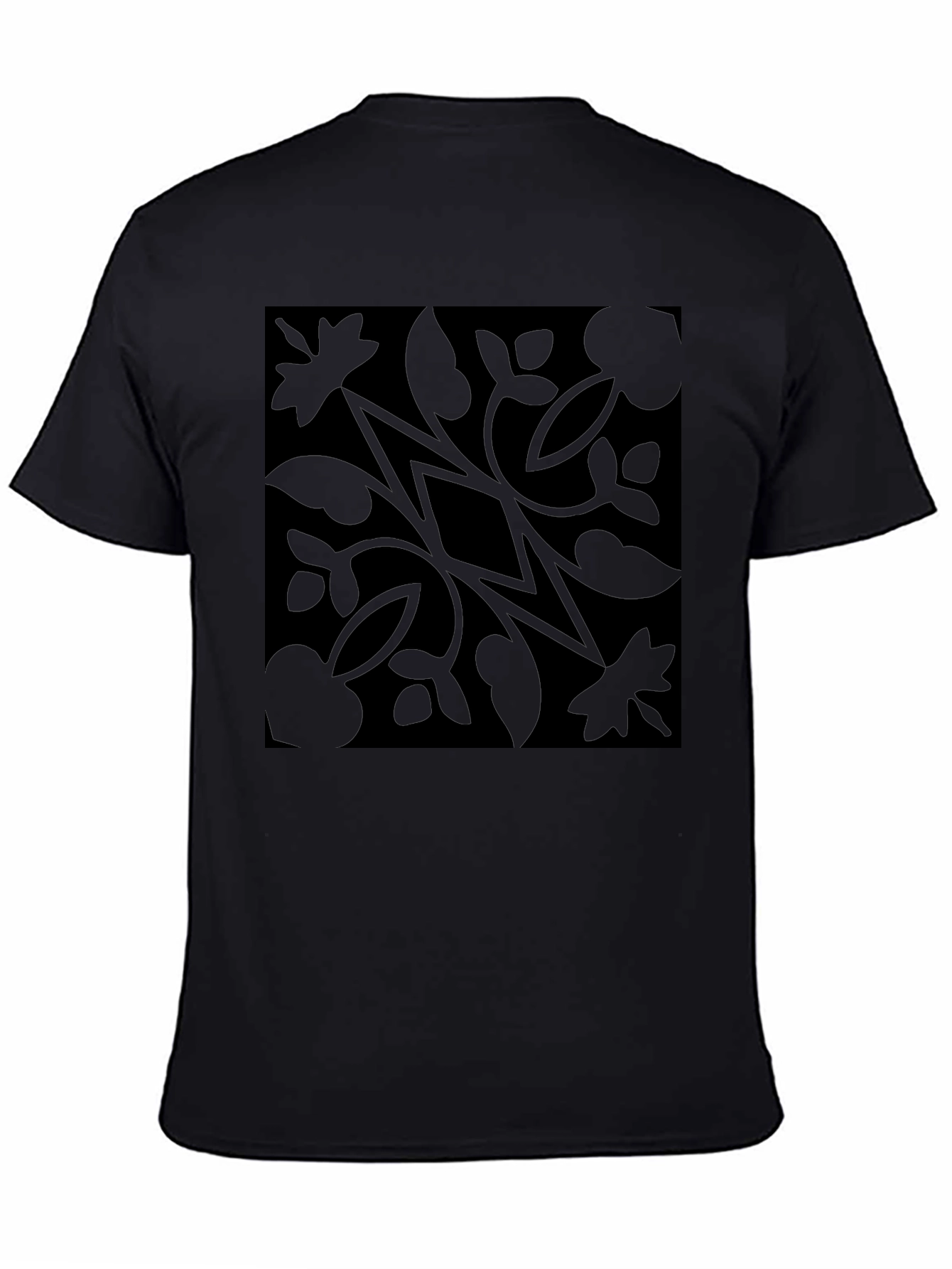 Black Floral Diamond Pattern Graphic T-Shirt