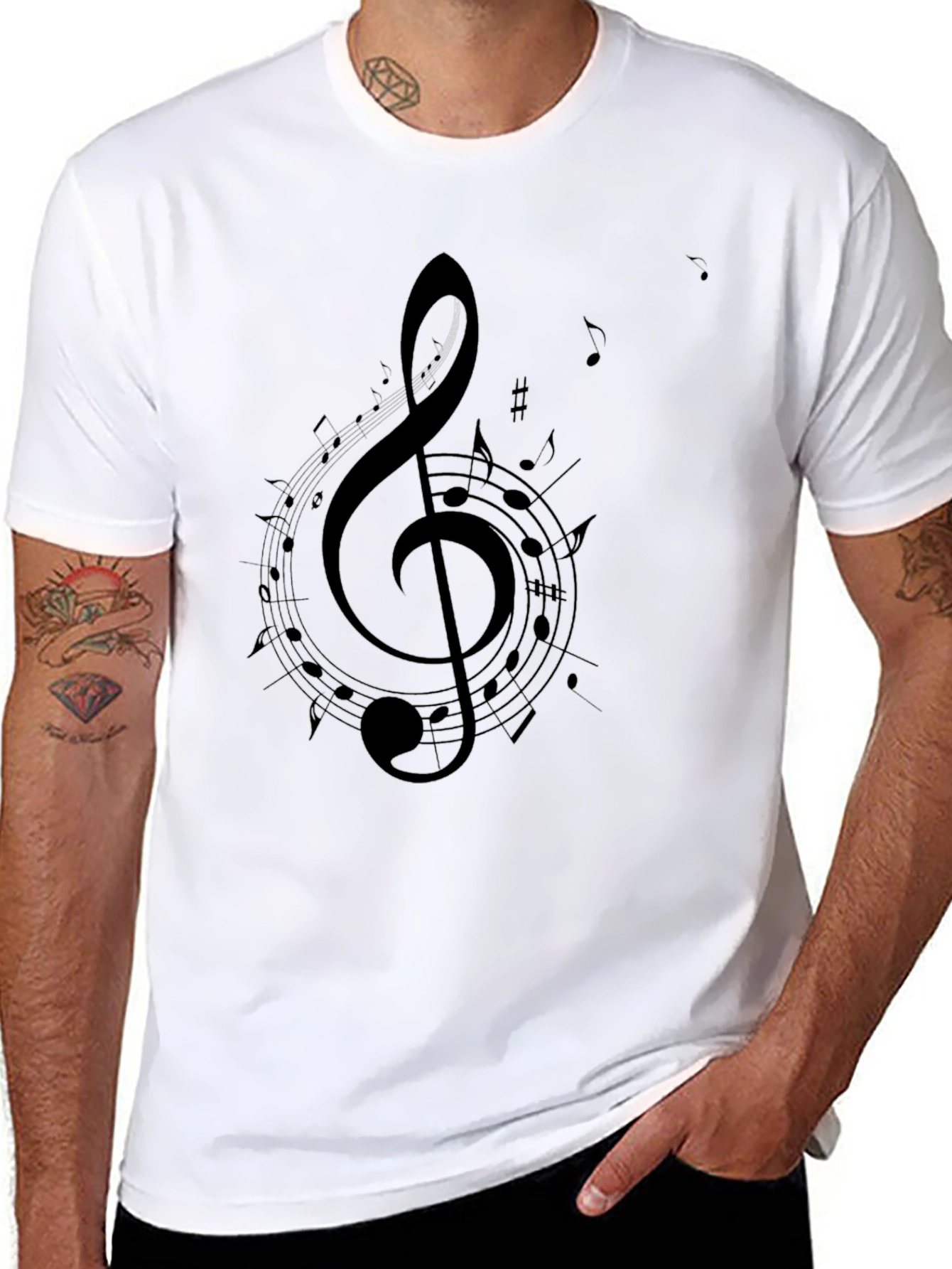 Musical Treble Clef Black T-Shirt