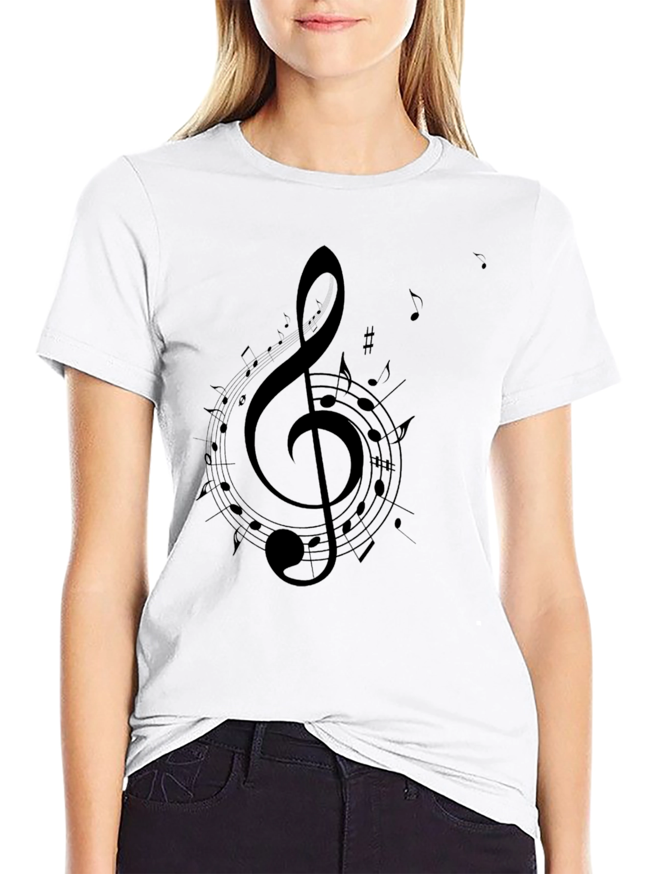 Musical Treble Clef Black T-Shirt
