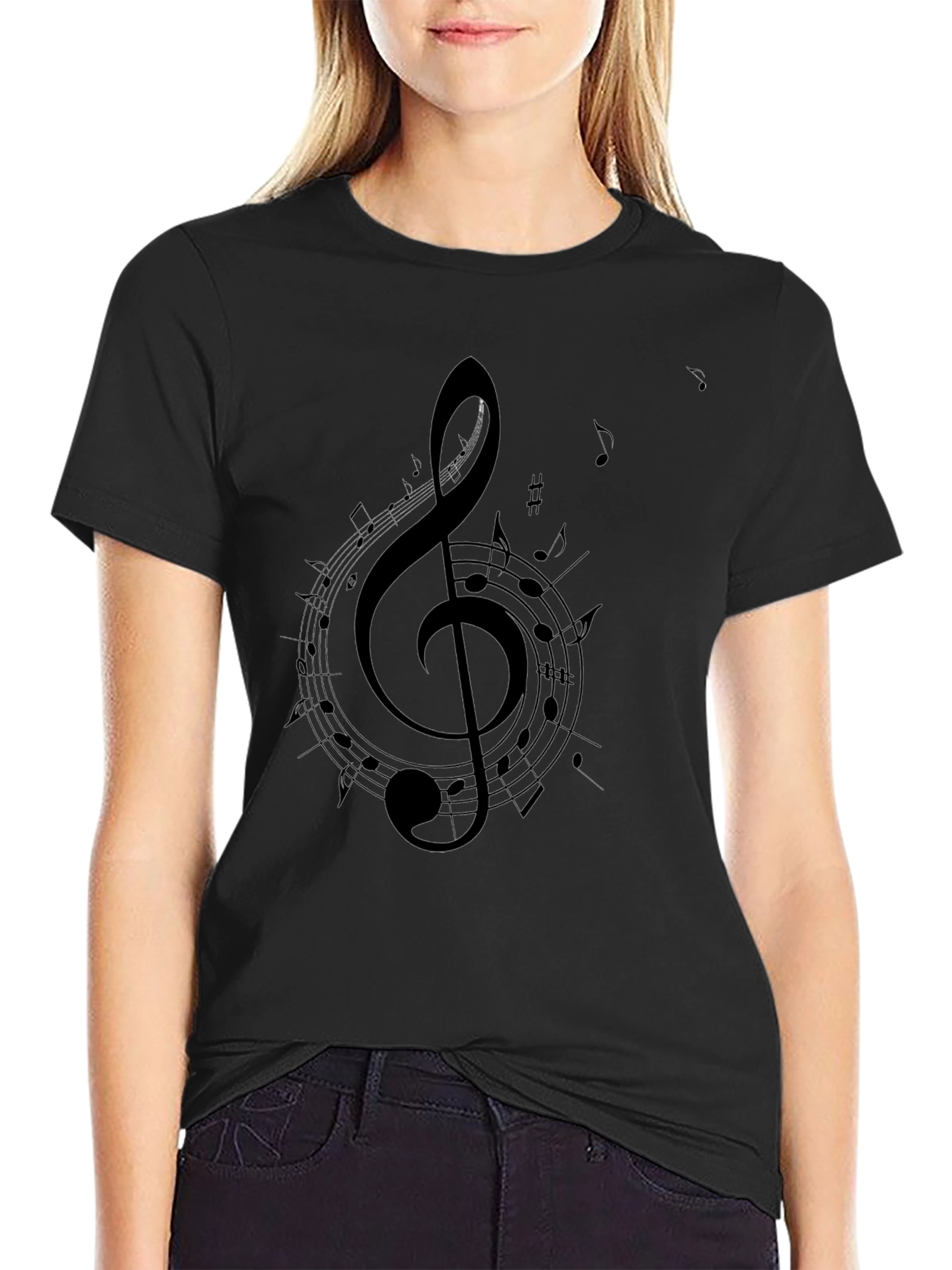 Musical Treble Clef Black T-Shirt
