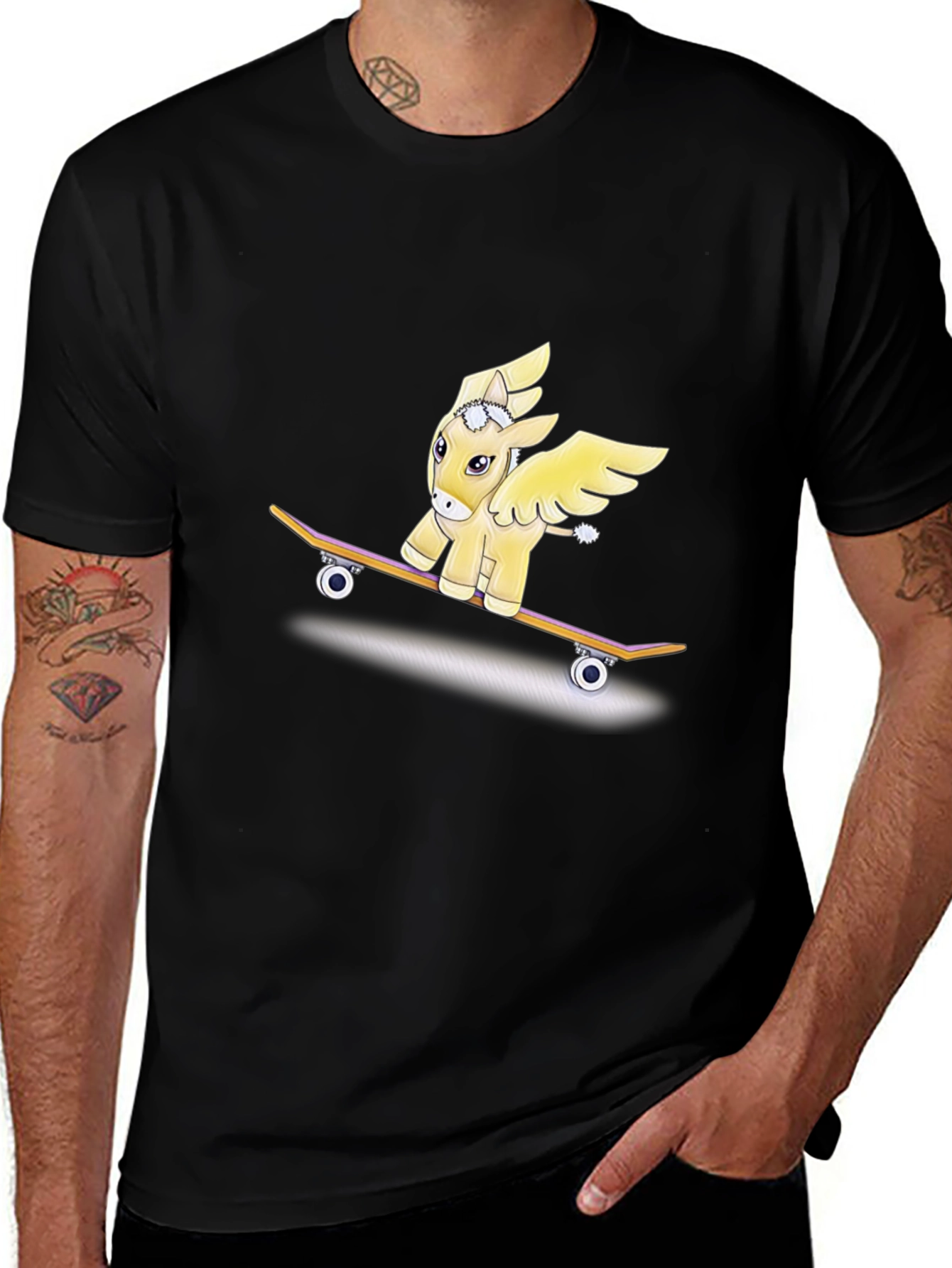 Pegasus Pony Skateboard Graphic T-Shirt