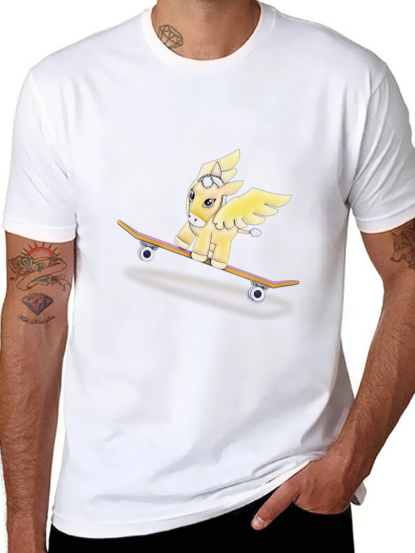 Pegasus Pony Skateboard Graphic T-Shirt