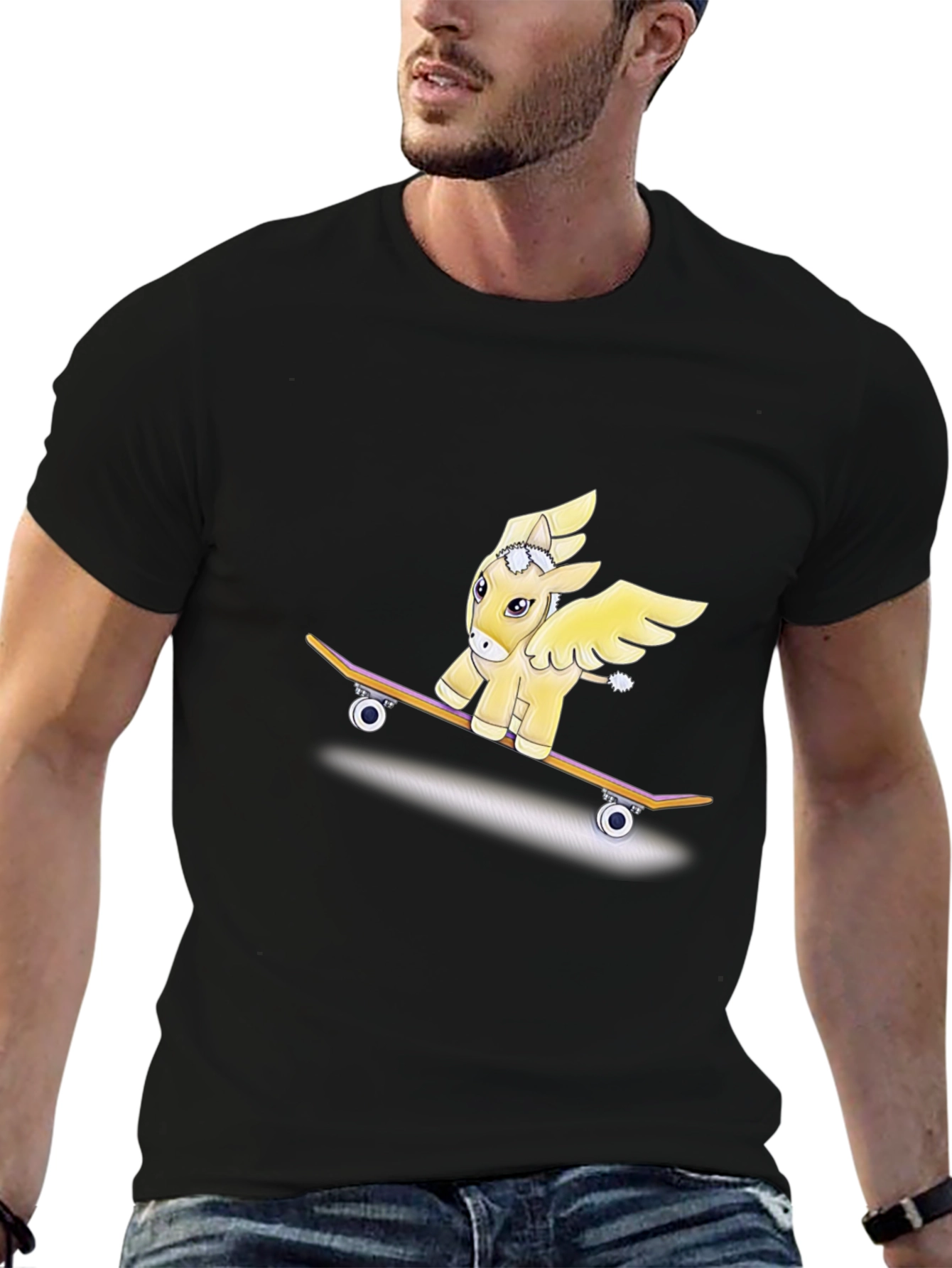 Pegasus Pony Skateboard Graphic T-Shirt