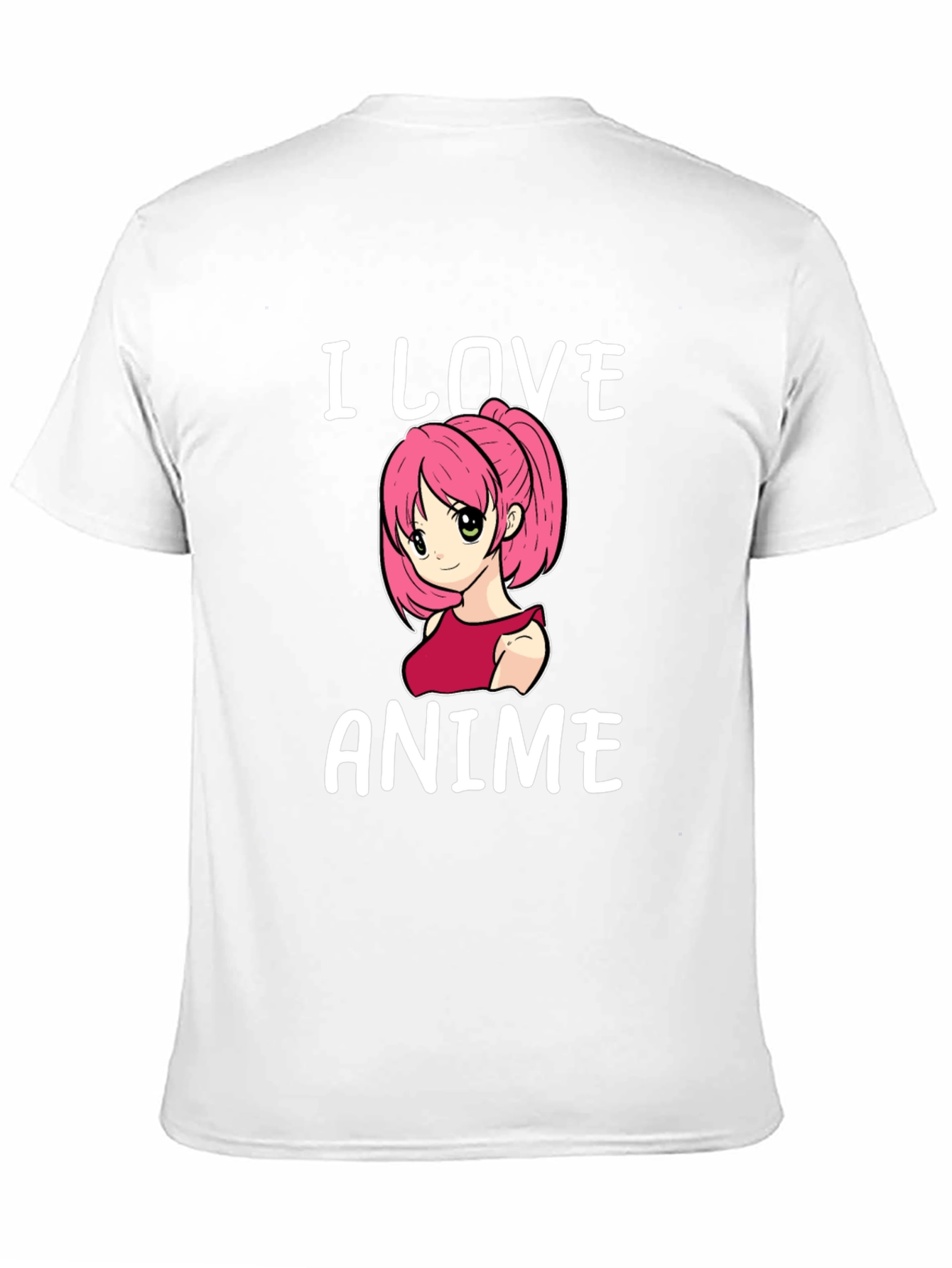 I Love Anime T-Shirt Black Cotton Short Sleeve