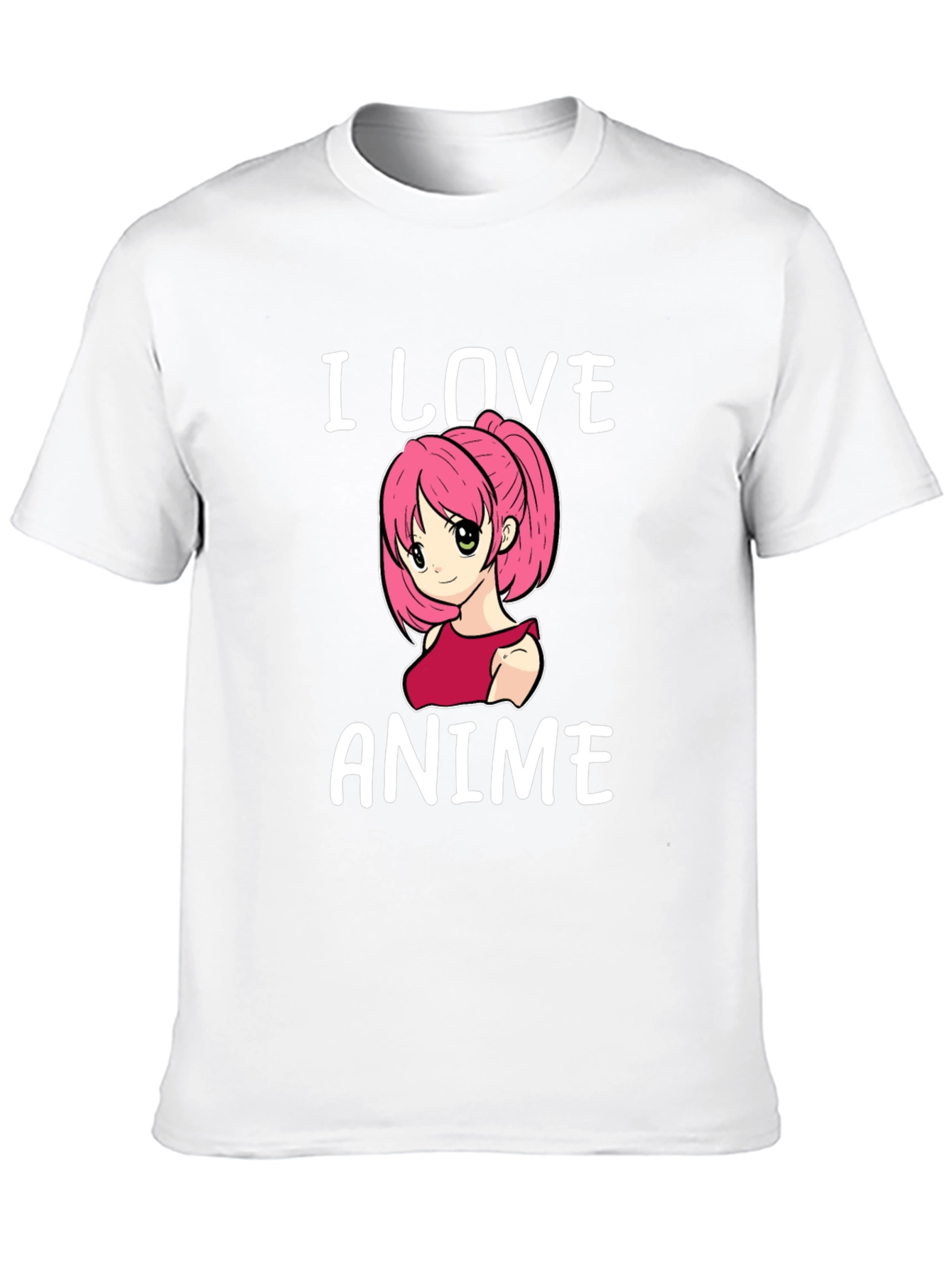 I Love Anime T-Shirt Black Cotton Short Sleeve