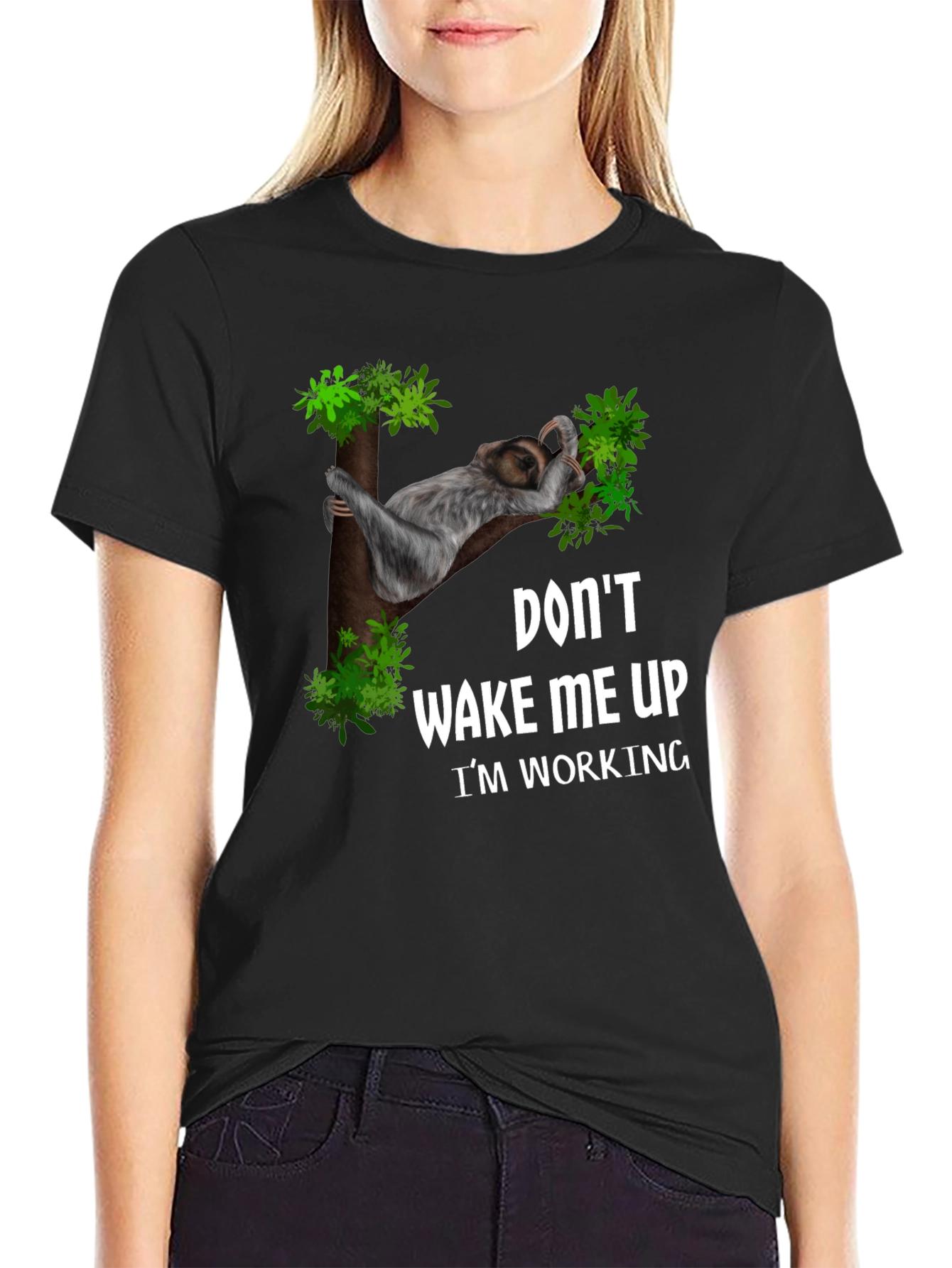Funny Sloth Working T-Shirt: Dont Wake Me Up