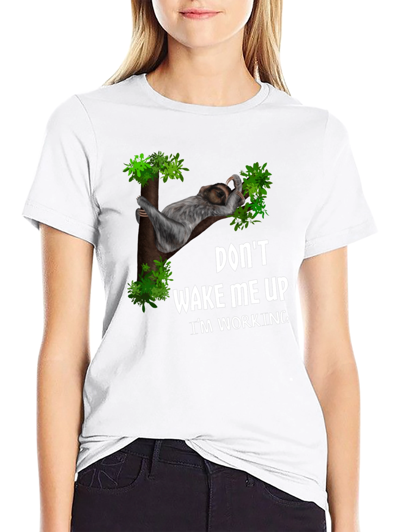 Funny Sloth Working T-Shirt: Dont Wake Me Up