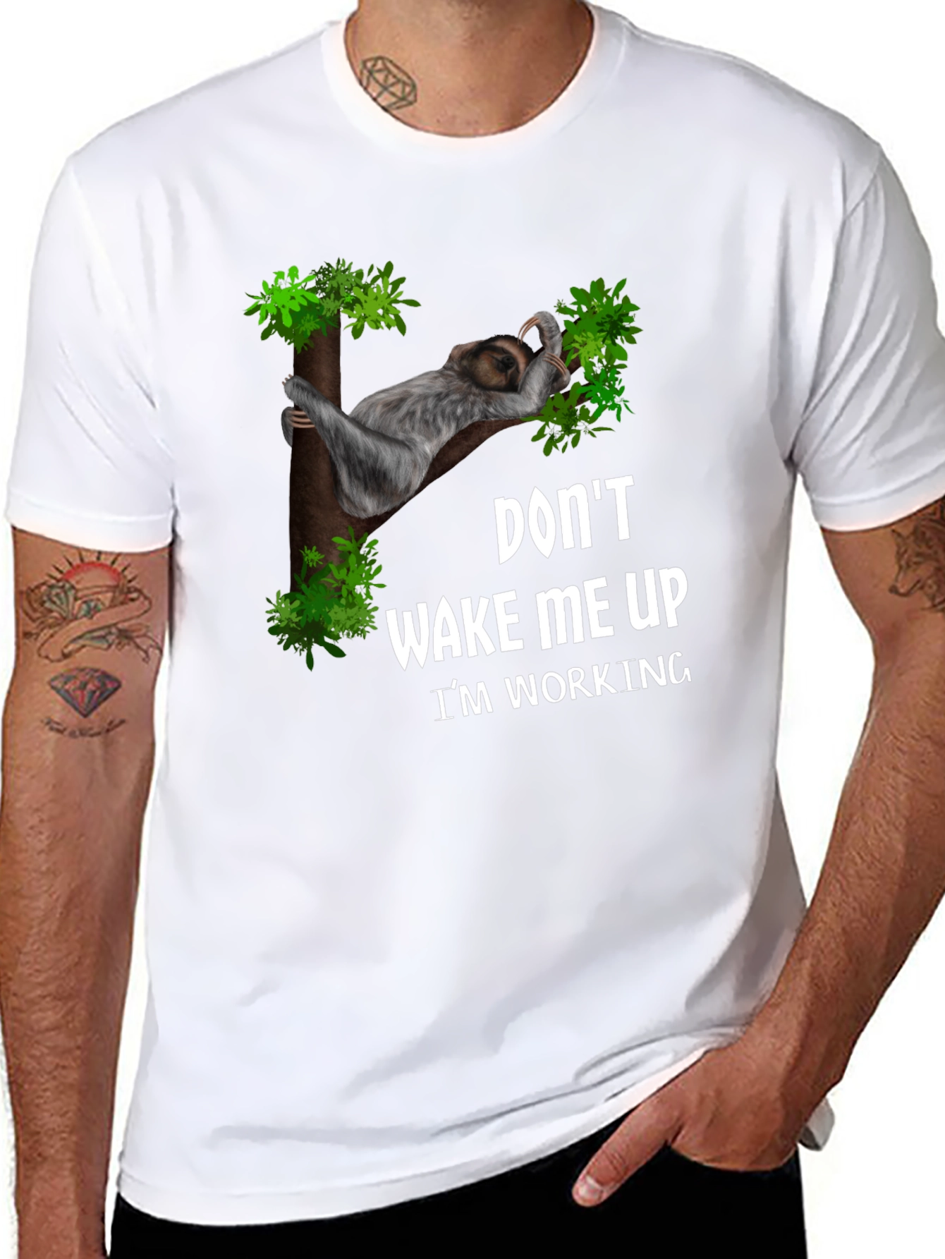 Funny Sloth Working T-Shirt: Dont Wake Me Up