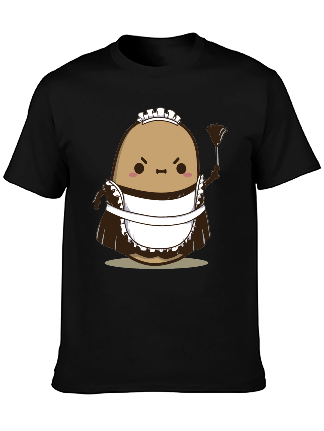 Funny Angry Potato Maid T-Shirt - Unisex Black Tee