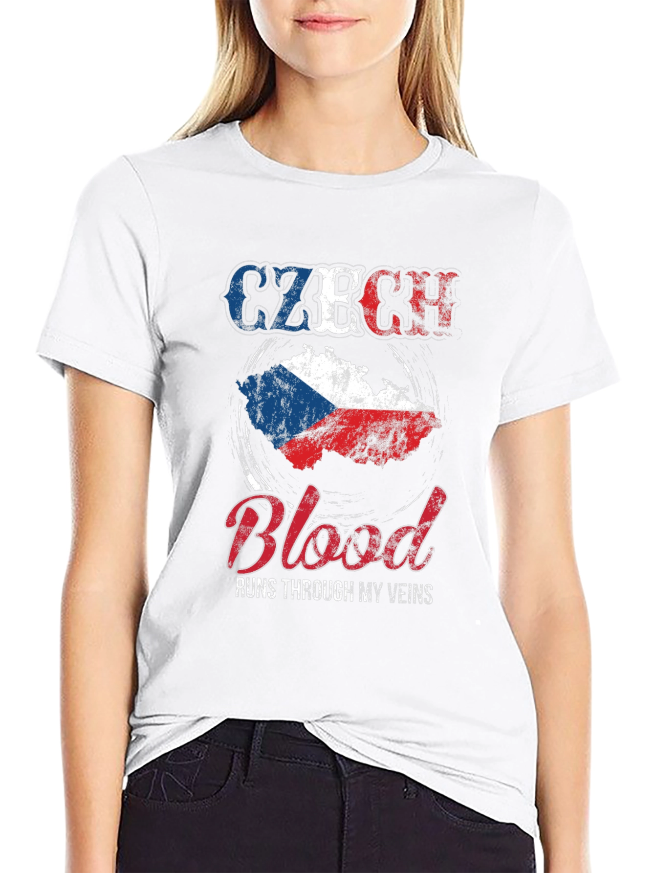 Czech Republic Flag Blood Runs Through My Veins T-Shirt