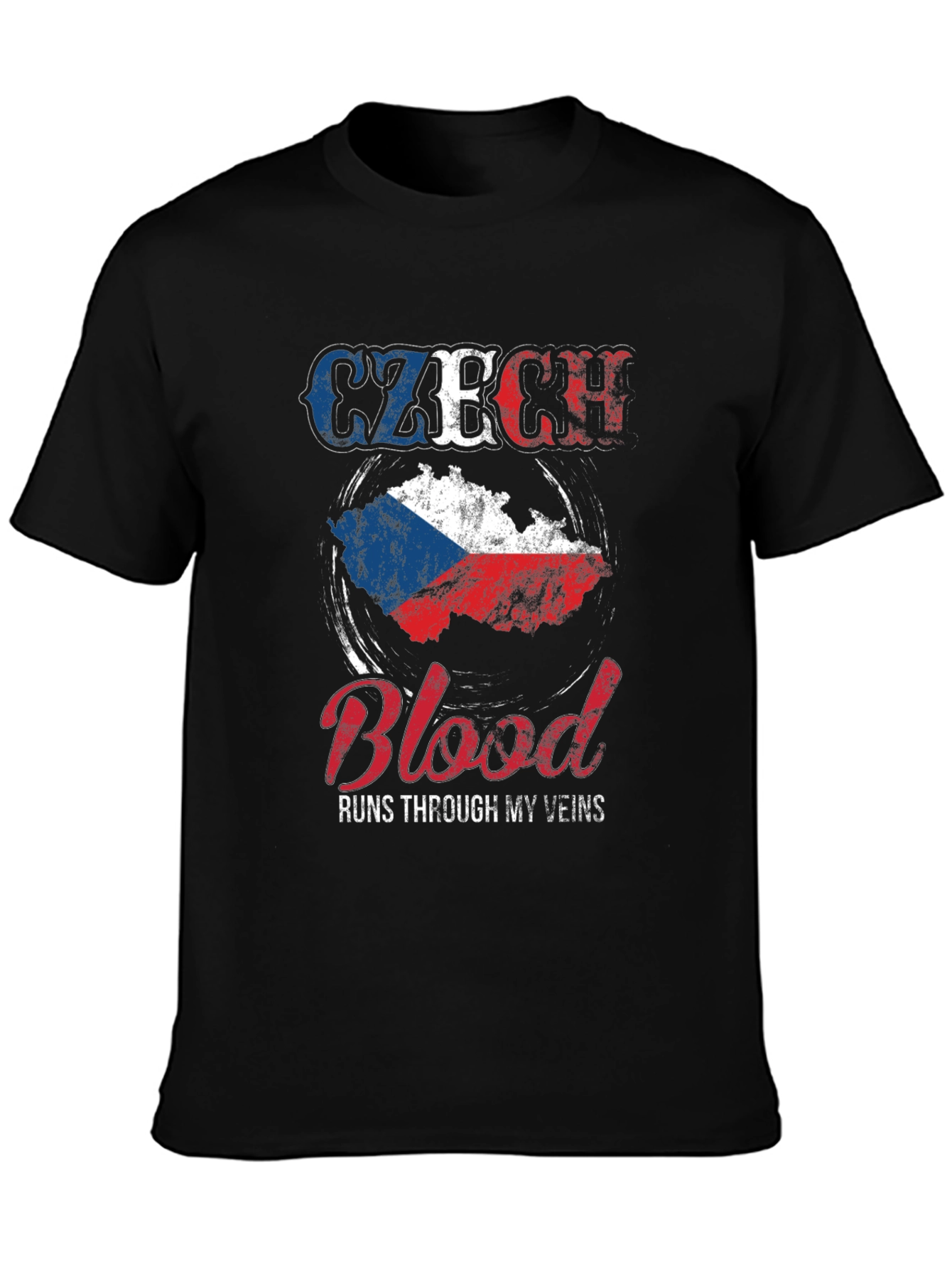 Czech Republic Flag Blood Runs Through My Veins T-Shirt