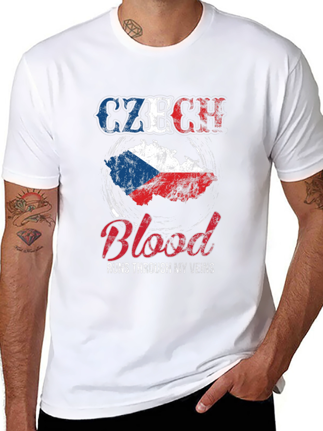 Czech Republic Flag Blood Runs Through My Veins T-Shirt