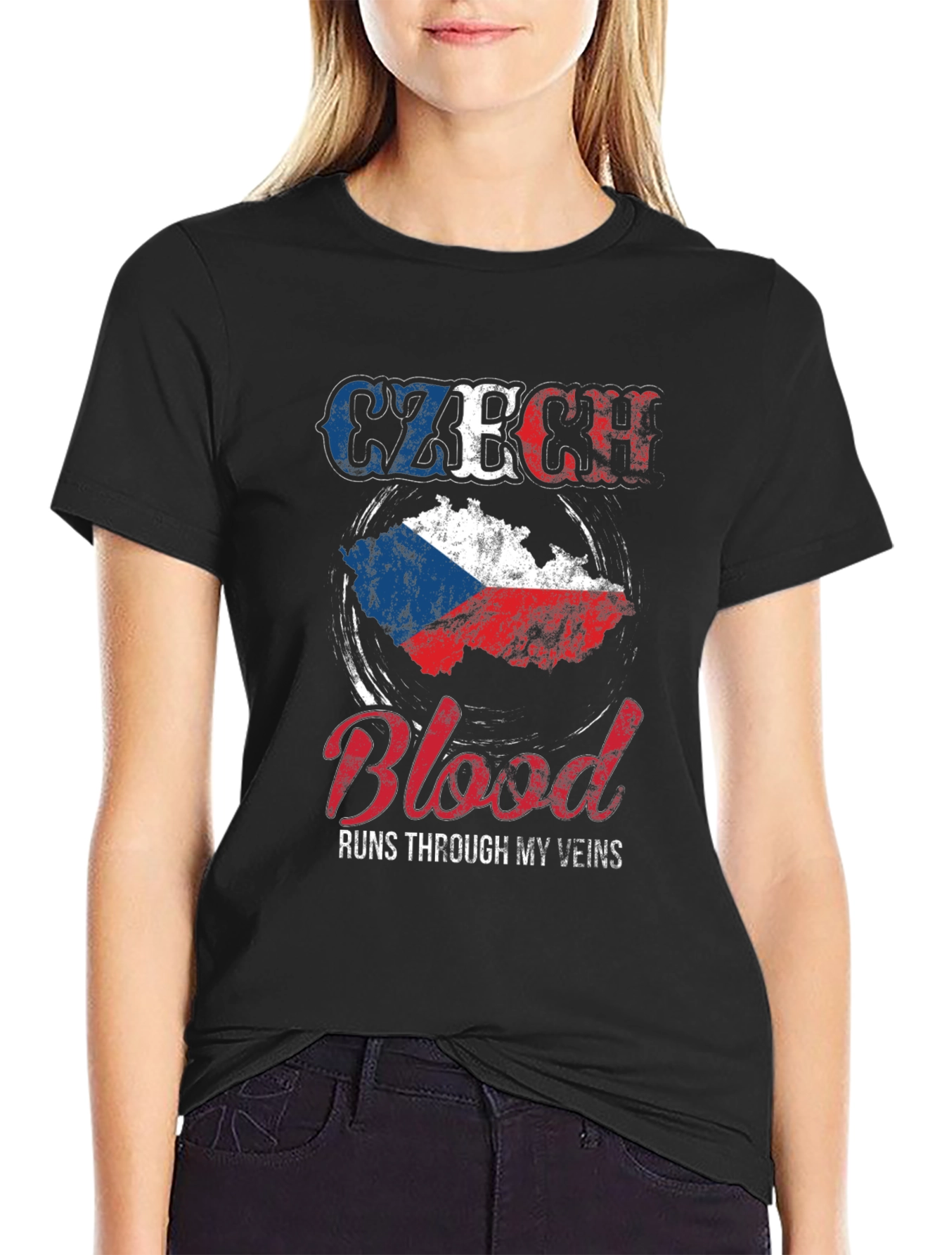 Czech Republic Flag Blood Runs Through My Veins T-Shirt