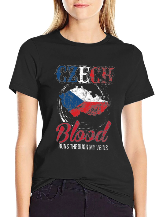 Czech Republic Flag Blood Runs Through My Veins T-Shirt