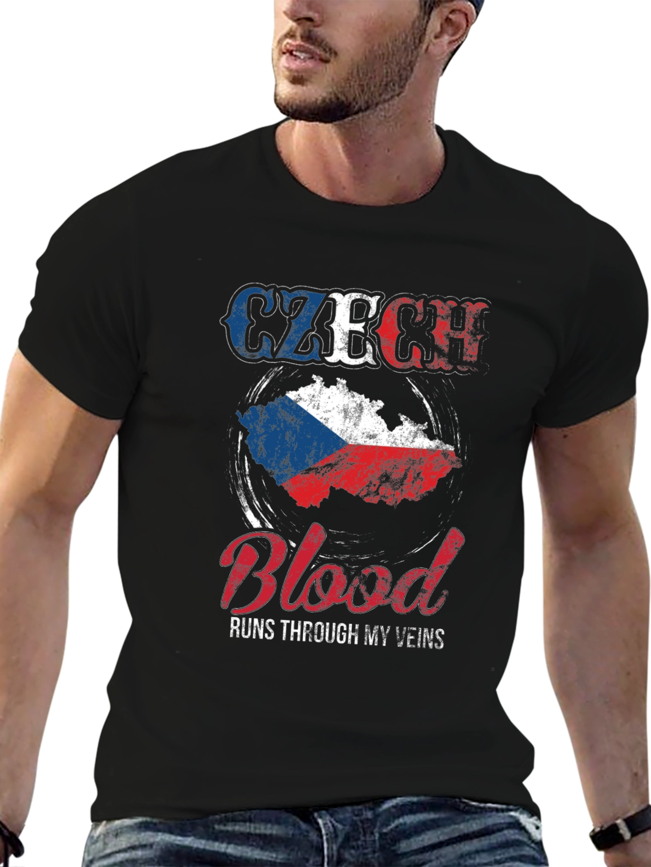 Czech Republic Flag Blood Runs Through My Veins T-Shirt