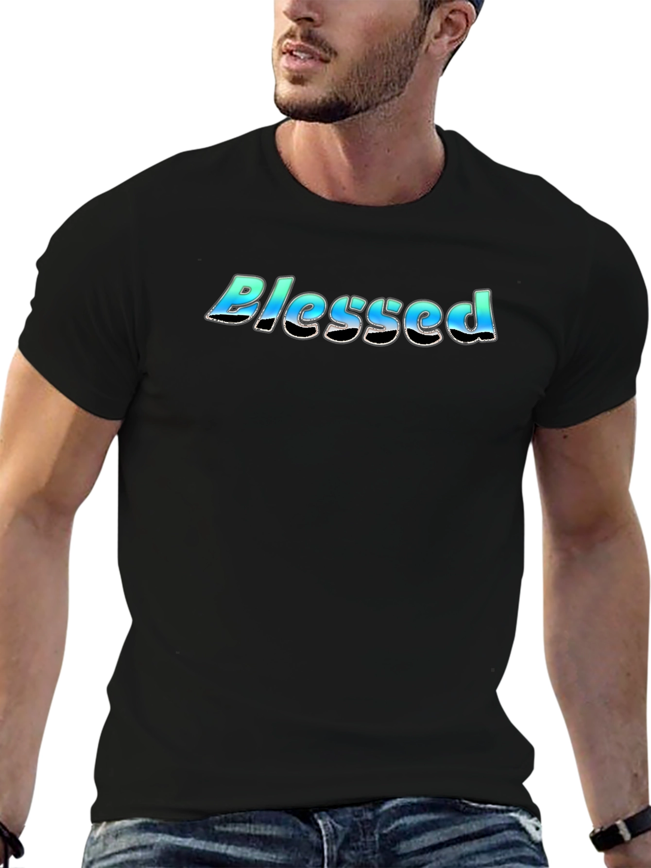 Blessed Graphic Print Black T-Shirt