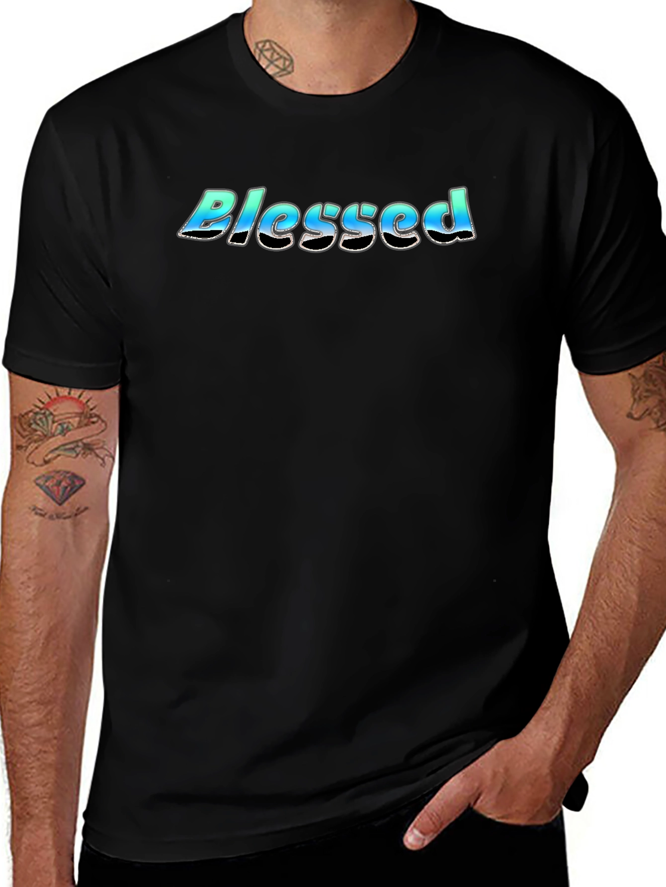 Blessed Graphic Print Black T-Shirt