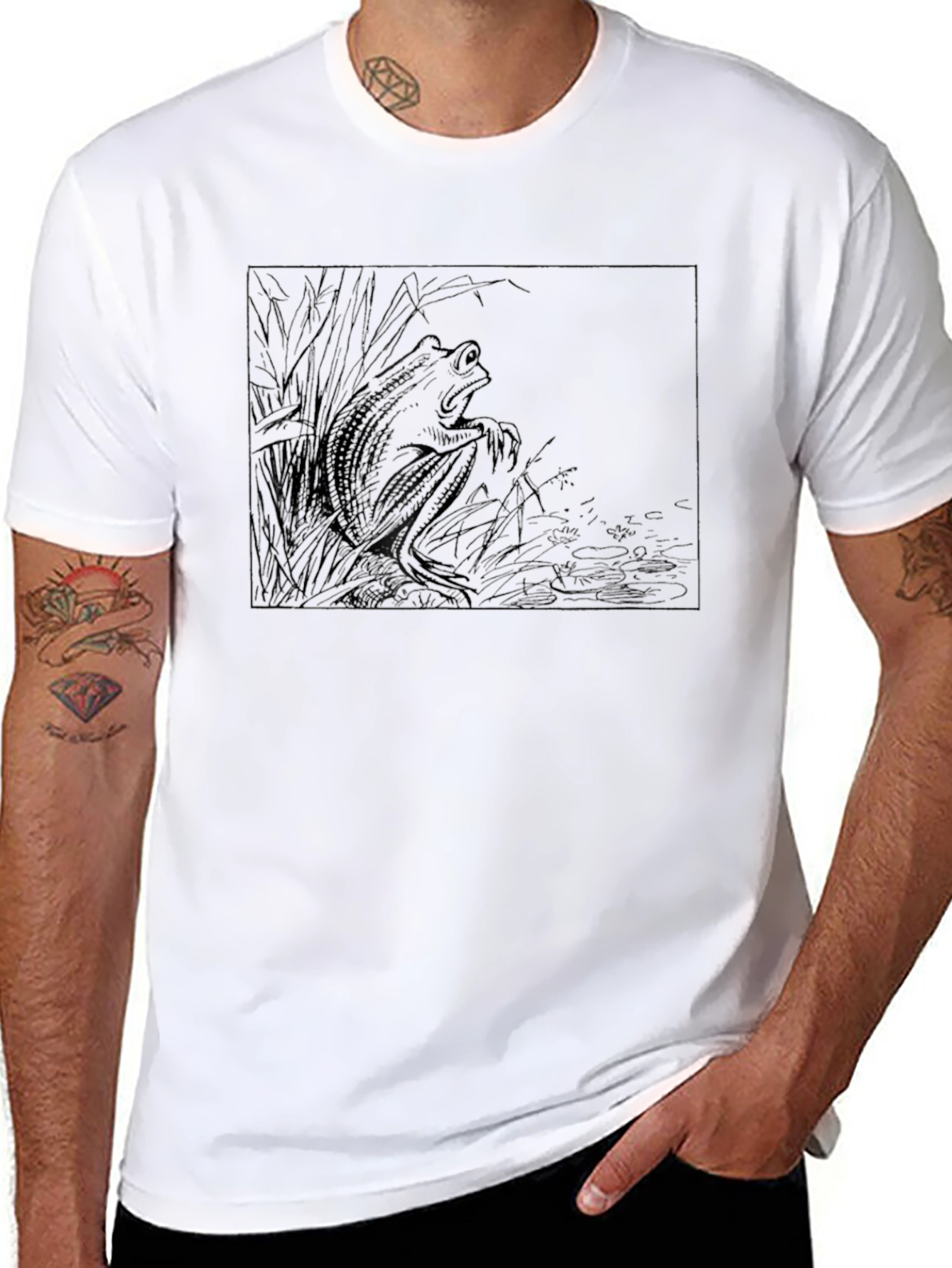 Mens Black Graphic T-Shirt - Alligator Design