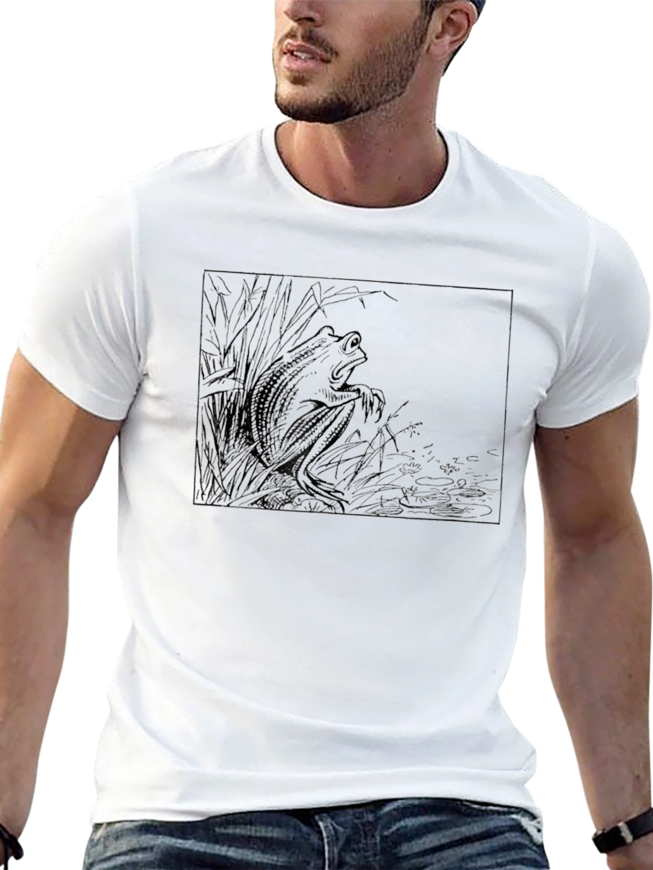 Mens Black Graphic T-Shirt - Alligator Design