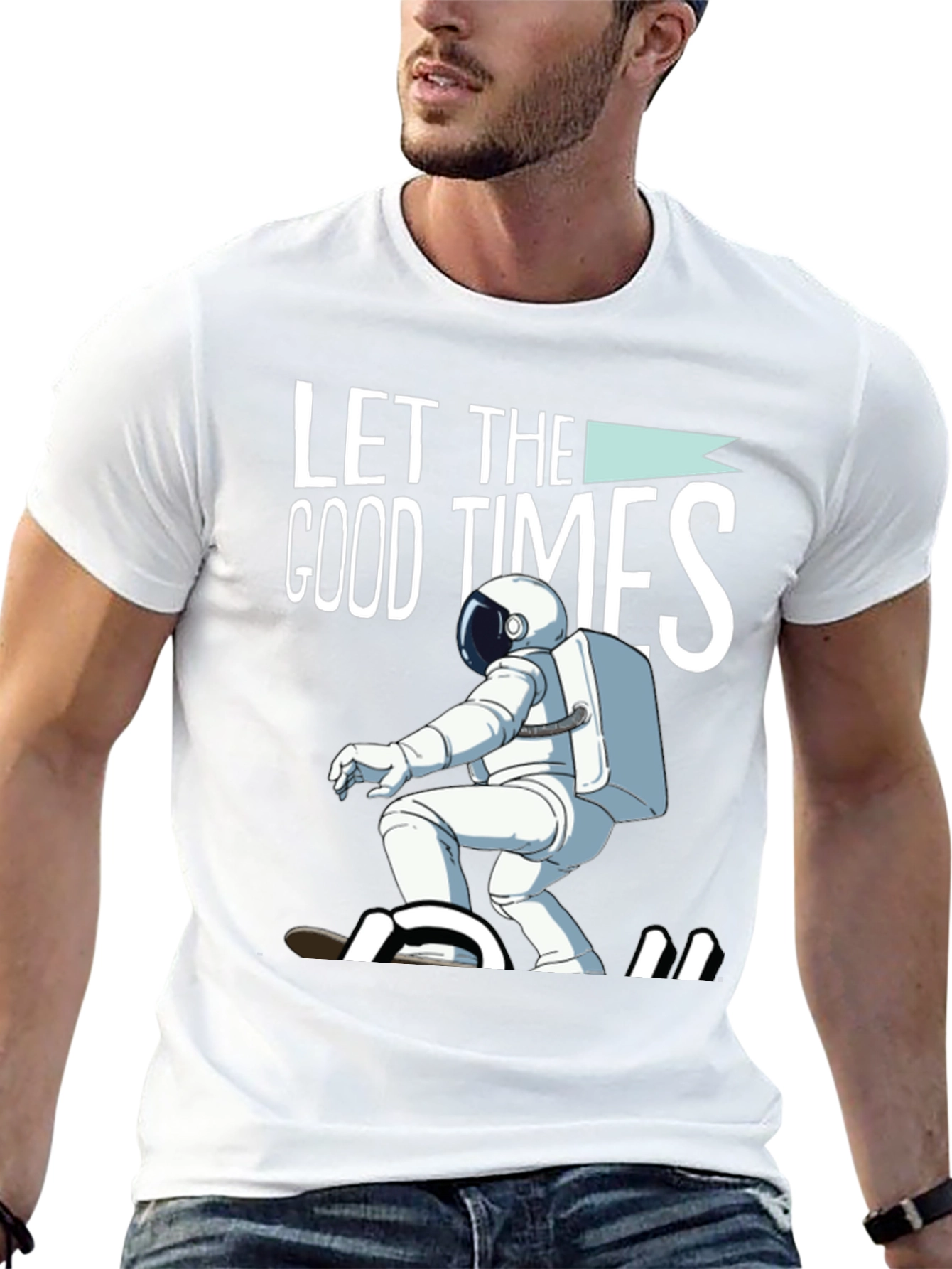 Let The Good Times Roll T-Shirt Astronaut Skateboarding