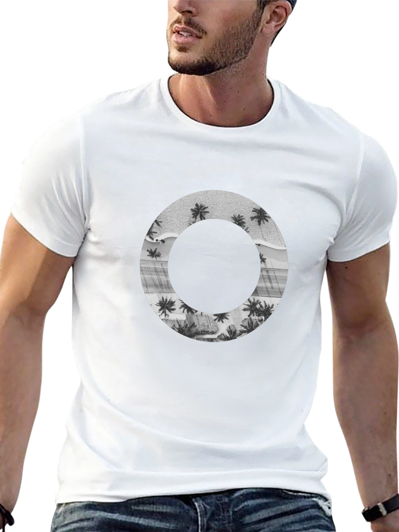 Tropical Circle Graphic Black T-Shirt