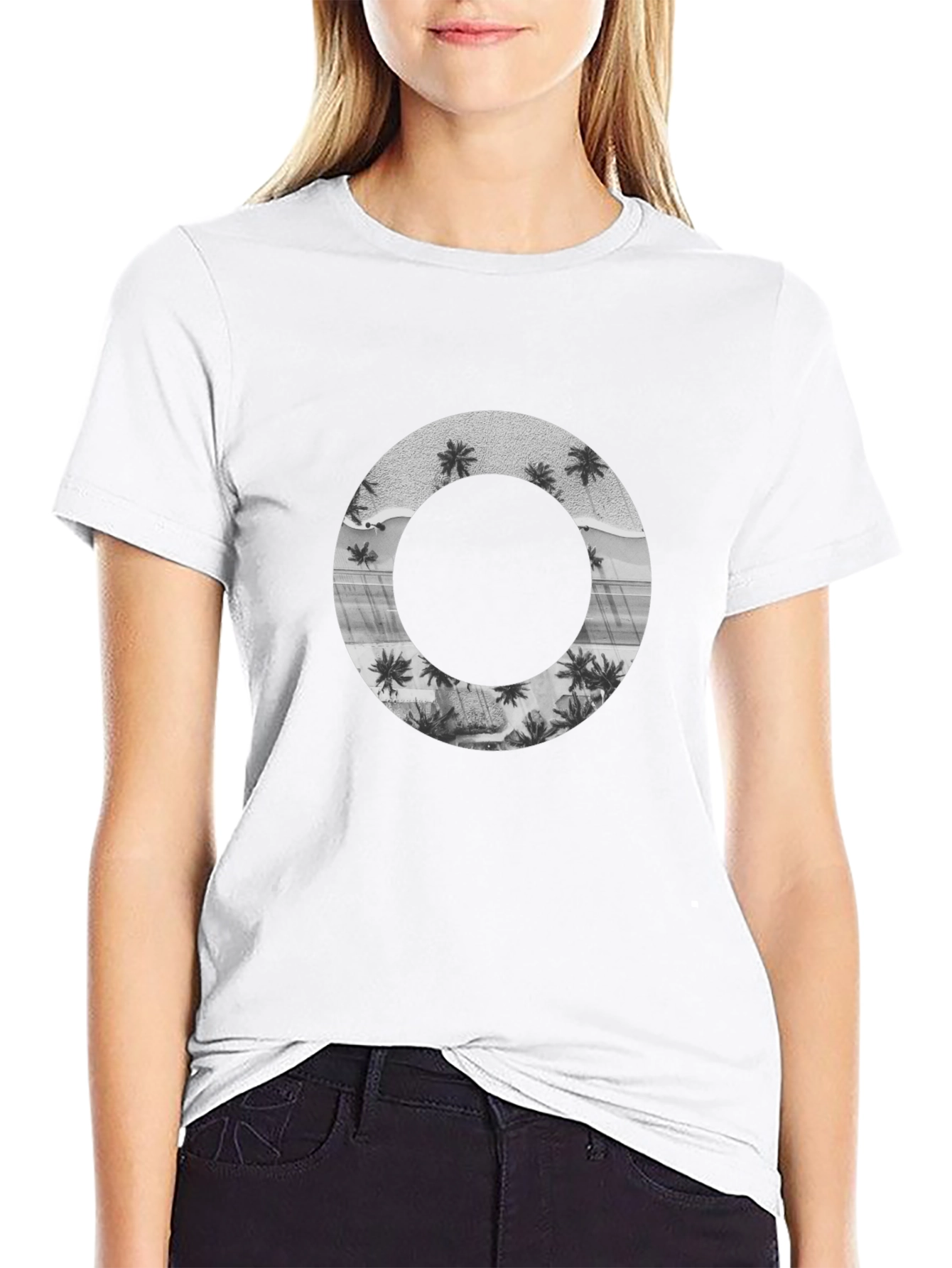 Tropical Circle Graphic Black T-Shirt