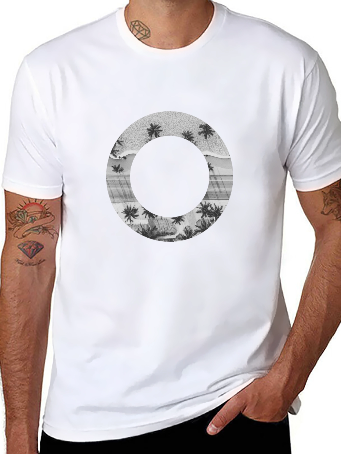 Tropical Circle Graphic Black T-Shirt