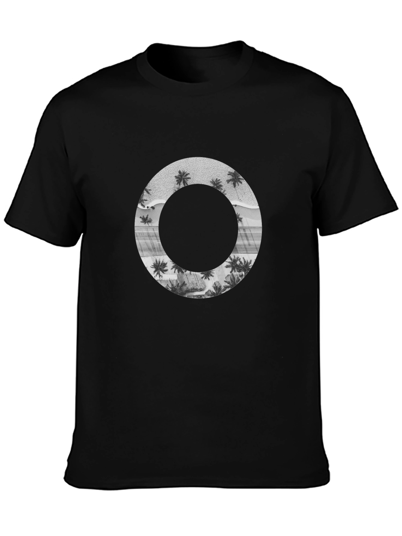 Tropical Circle Graphic Black T-Shirt