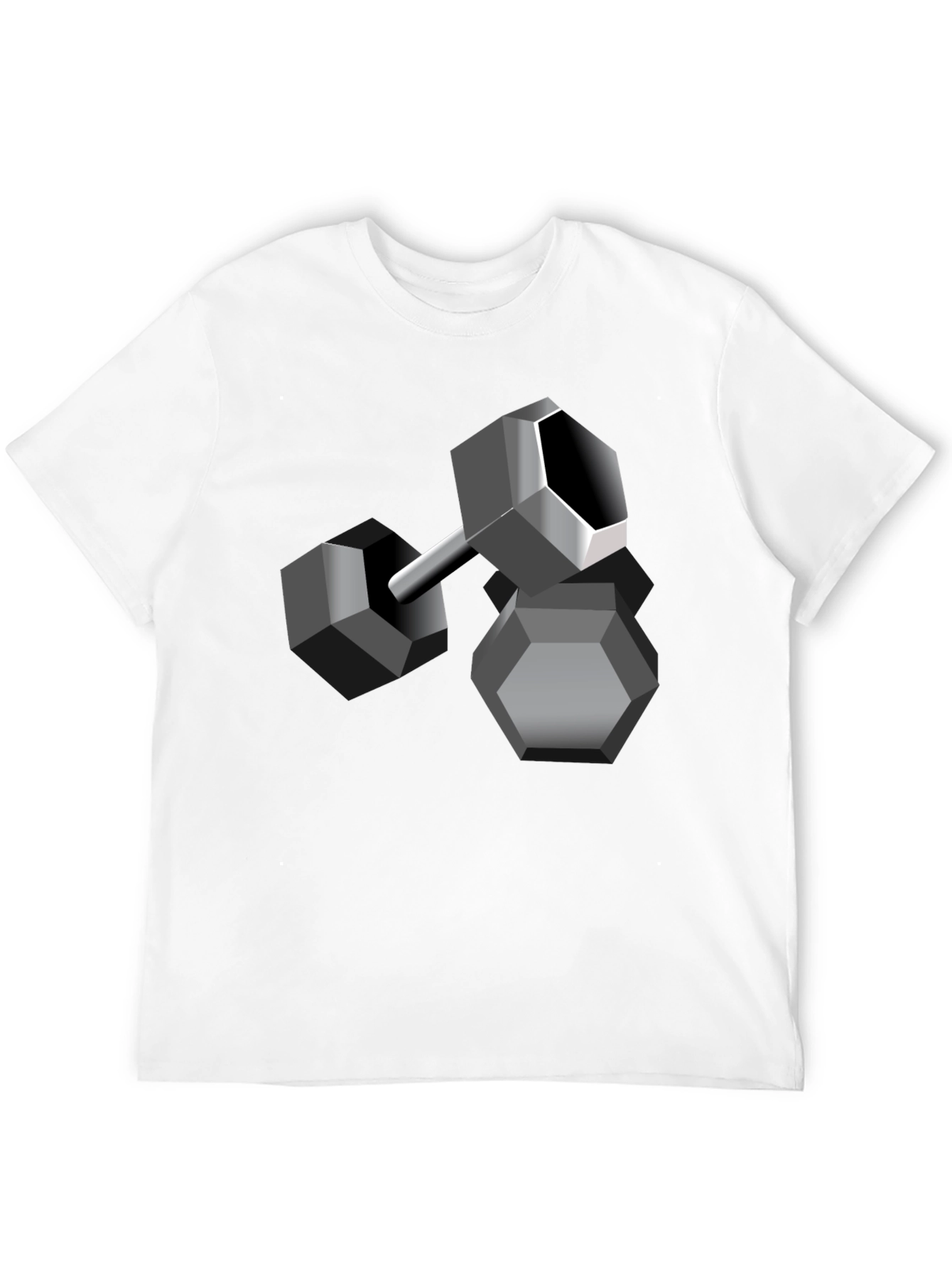 Geometric Dumbbell Graphic Tee - Black Cotton Blend