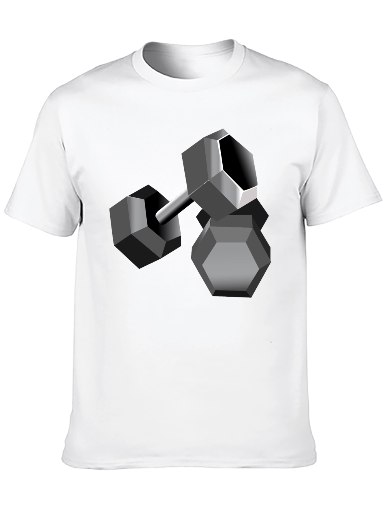 Geometric Dumbbell Graphic Tee - Black Cotton Blend