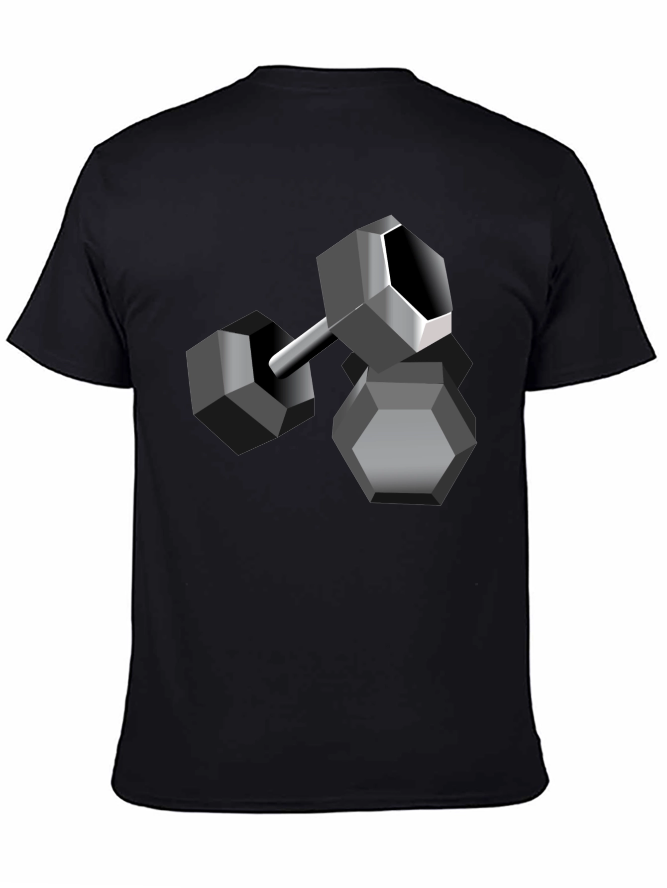 Geometric Dumbbell Graphic Tee - Black Cotton Blend