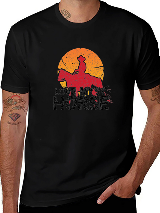 Love My Horse Graphic Tee - Cowboy Silhouette T-Shirt