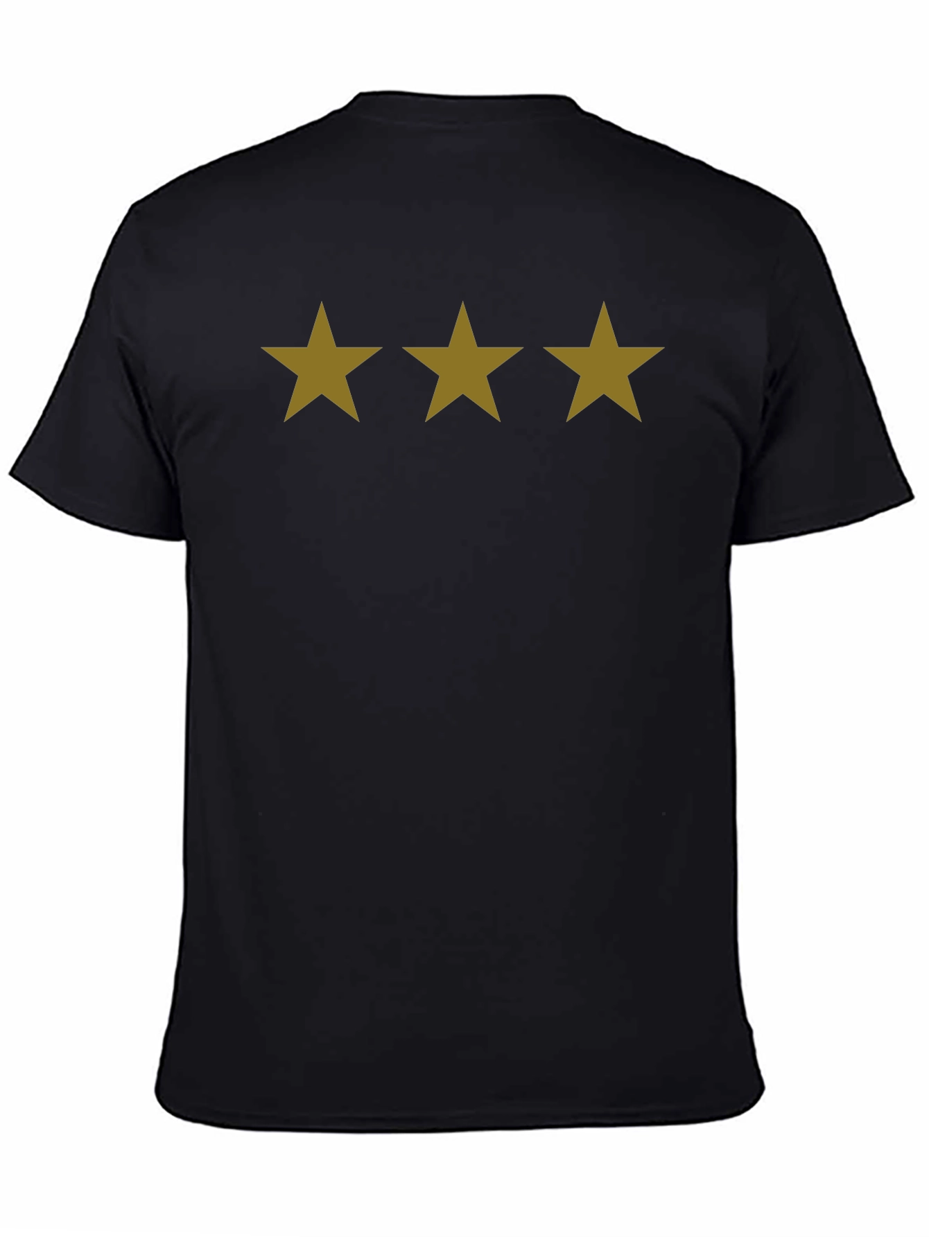 Three Star Black T-Shirt - Casual Cotton Tee