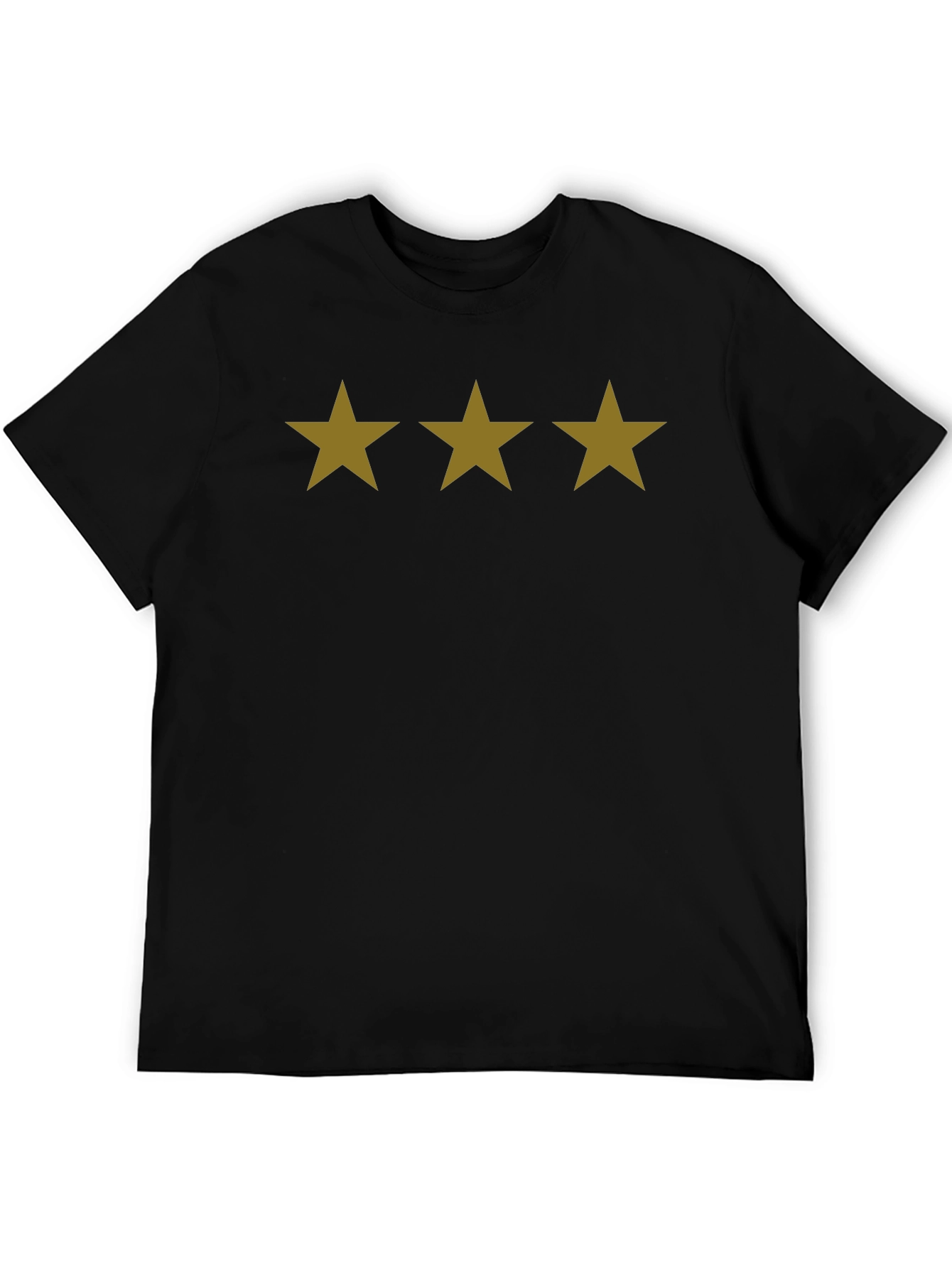Three Star Black T-Shirt - Casual Cotton Tee