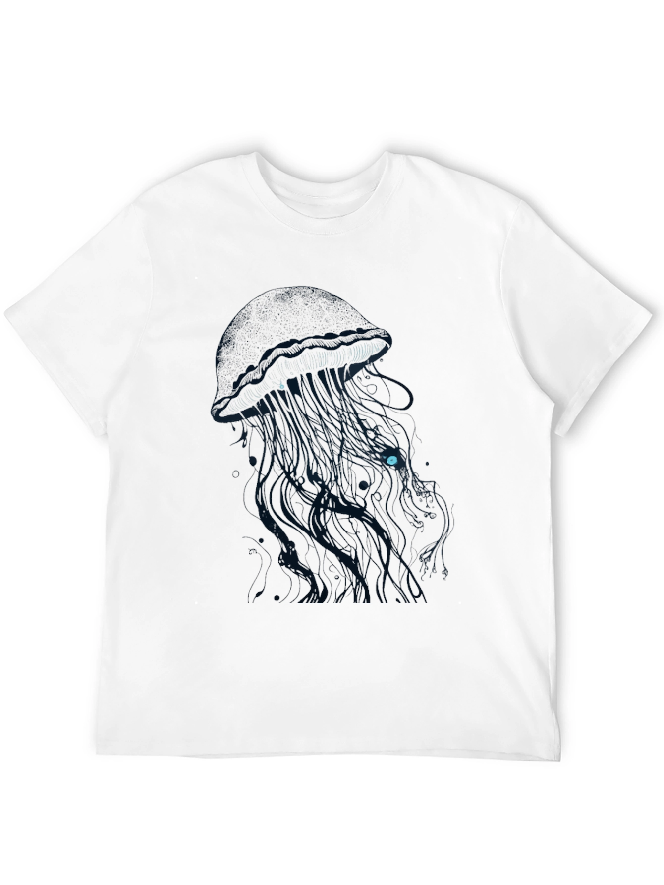 Mens Black T-Shirt with Jellyfish Graphic