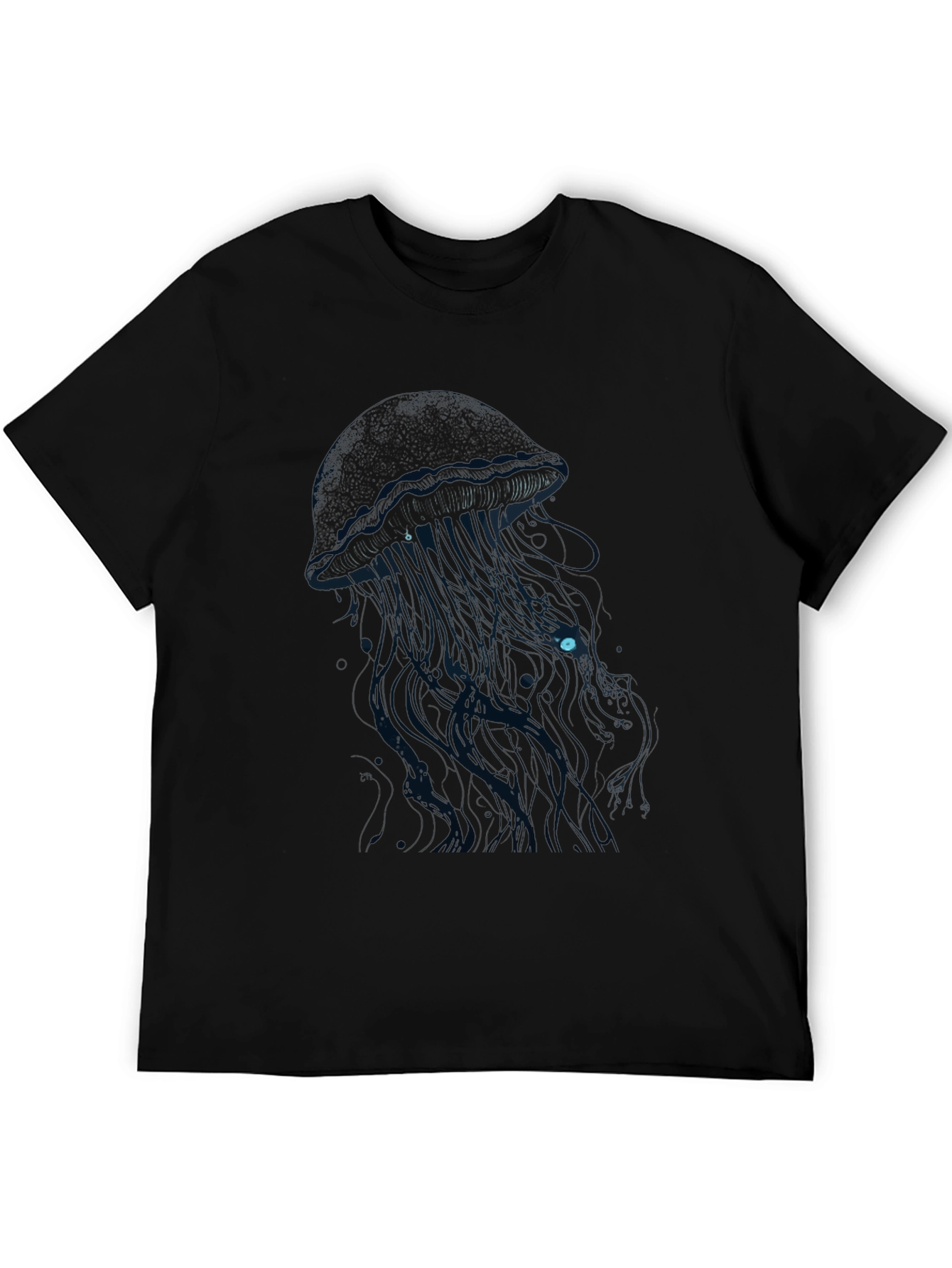 Mens Black T-Shirt with Jellyfish Graphic